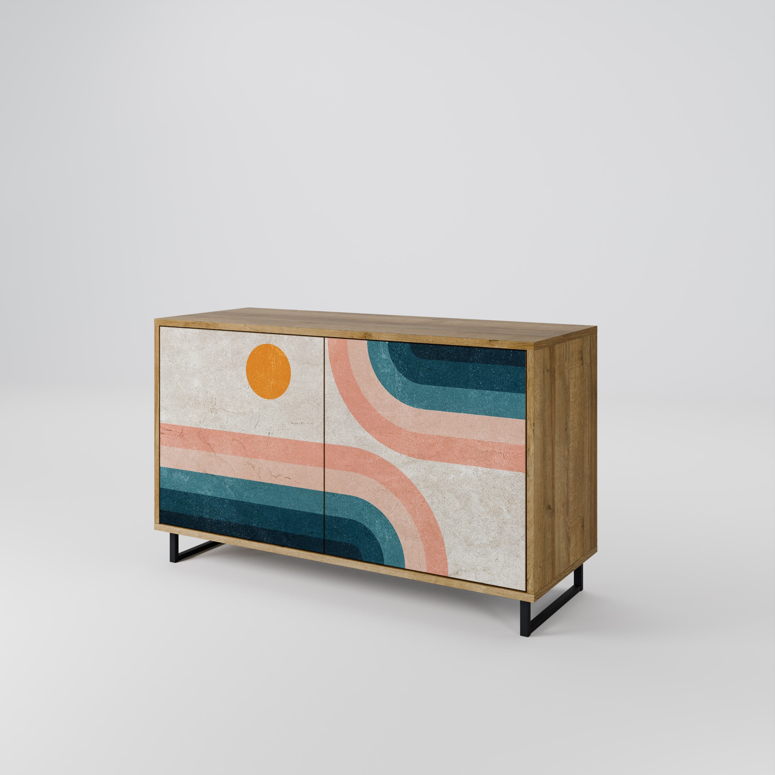 TWO HALVES Aparador de 2 Portas em Efeito Carvalho