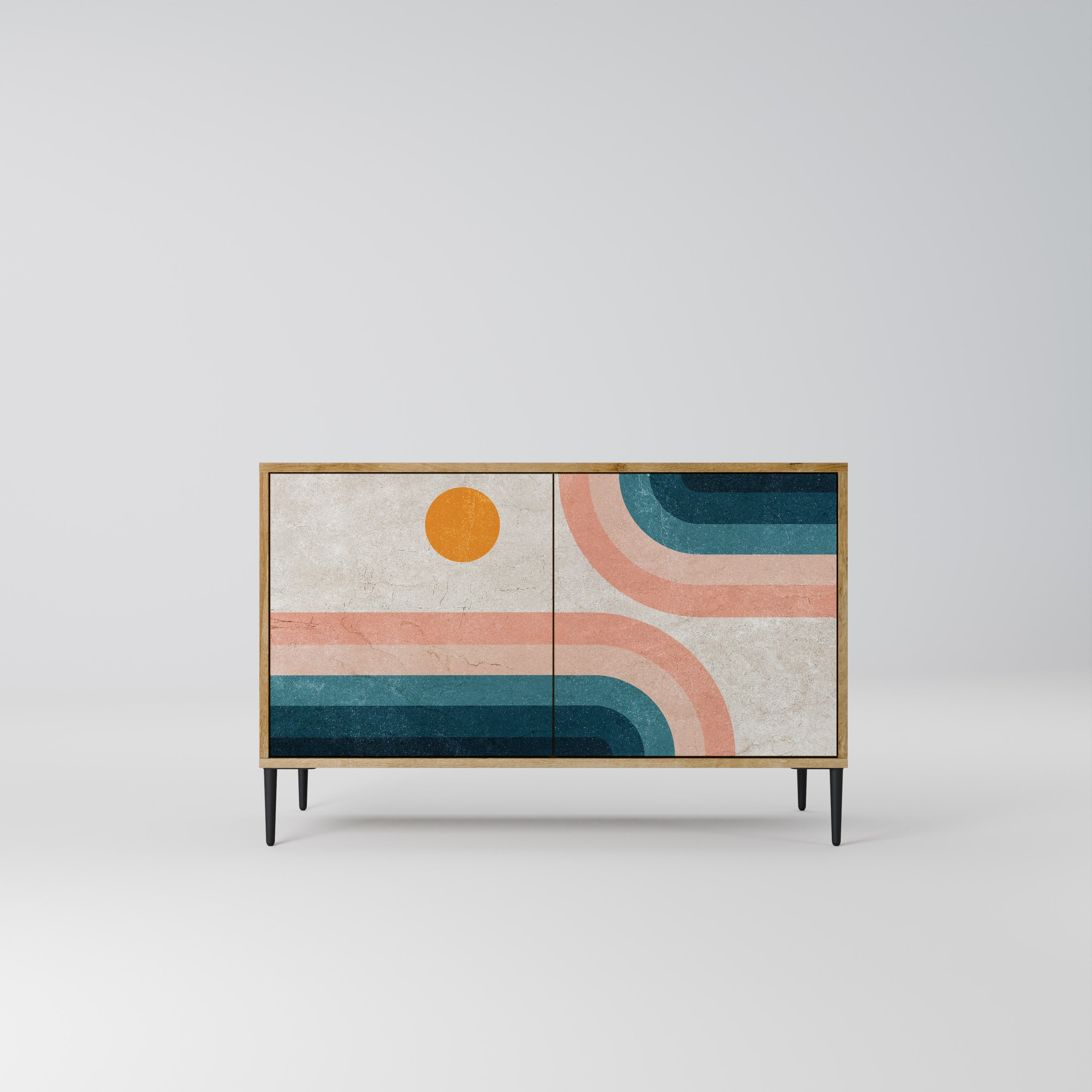 TWO HALVES Aparador de 2 Portas em Efeito Carvalho