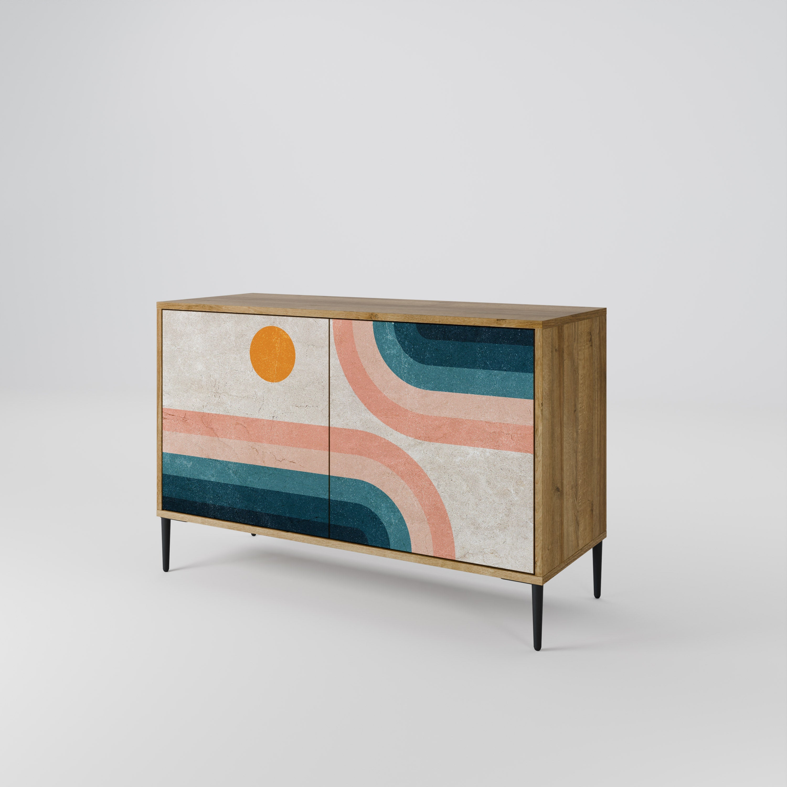 TWO HALVES Aparador de 2 Portas em Efeito Carvalho