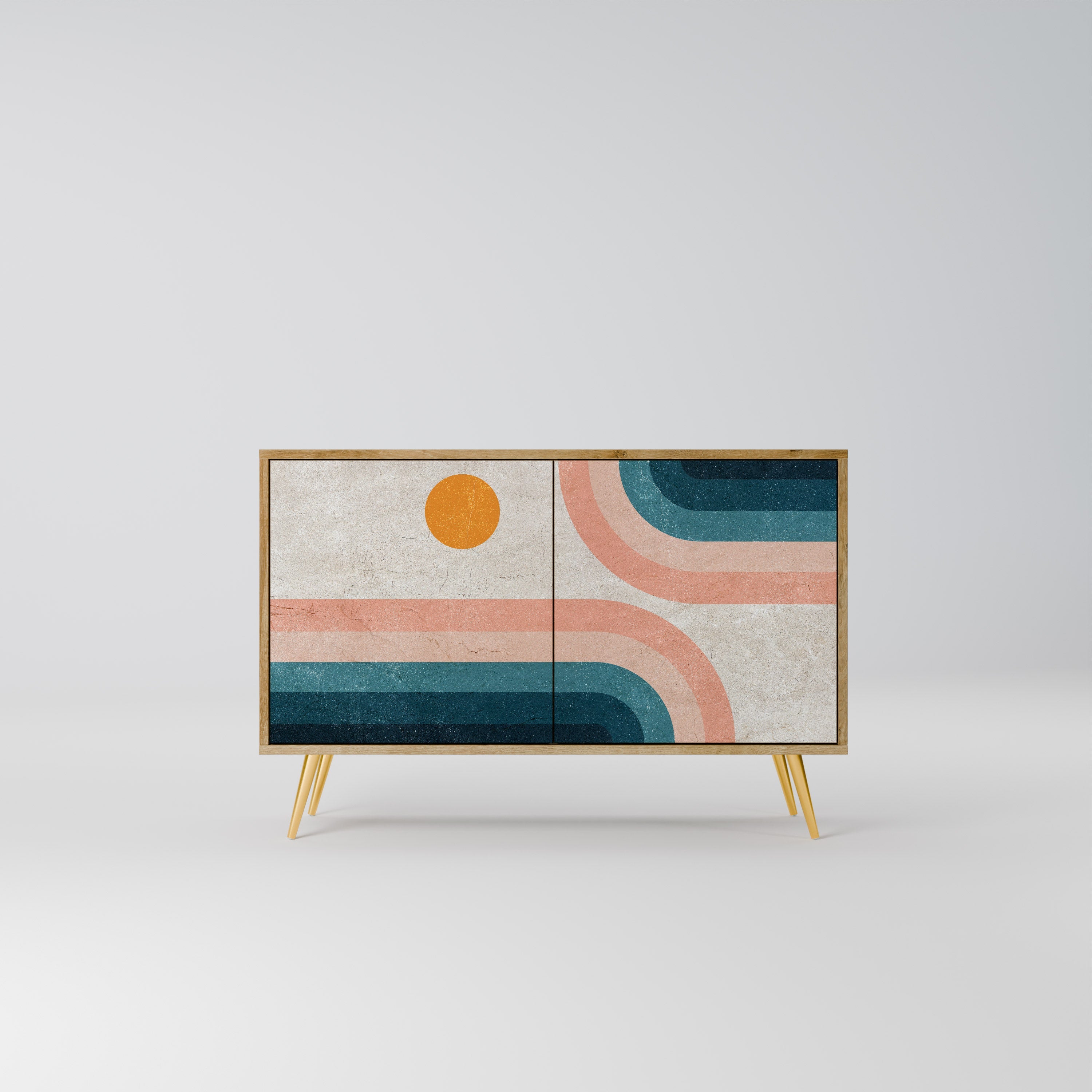 TWO HALVES Aparador de 2 Portas em Efeito Carvalho