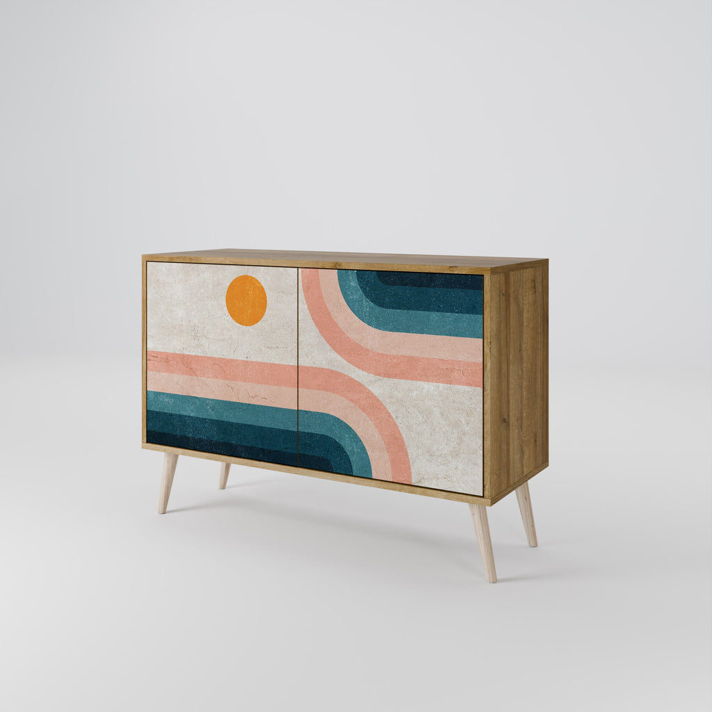 TWO HALVES Aparador de 2 Portas em Efeito Carvalho