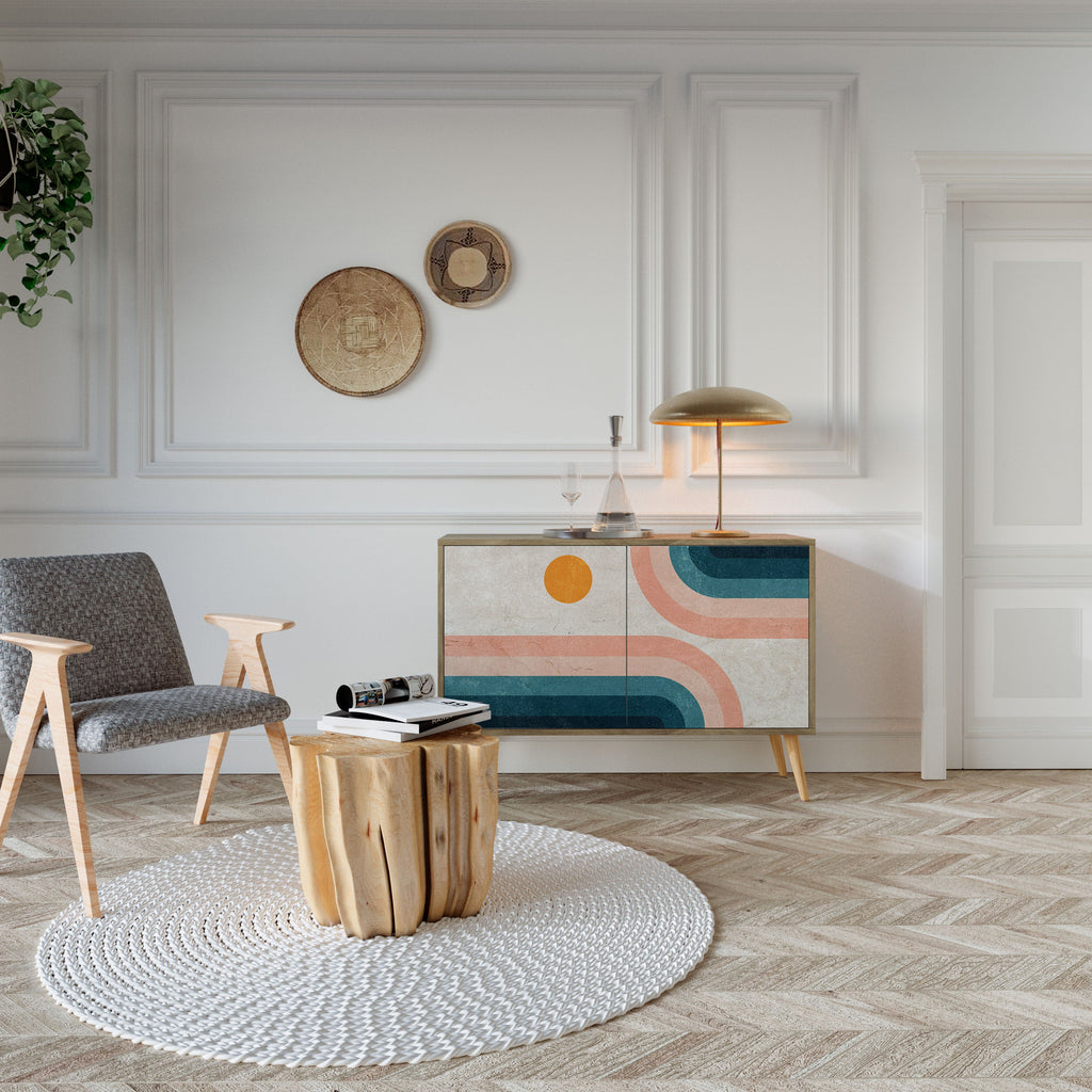 TWO HALVES Aparador de 2 Portas em Efeito Carvalho