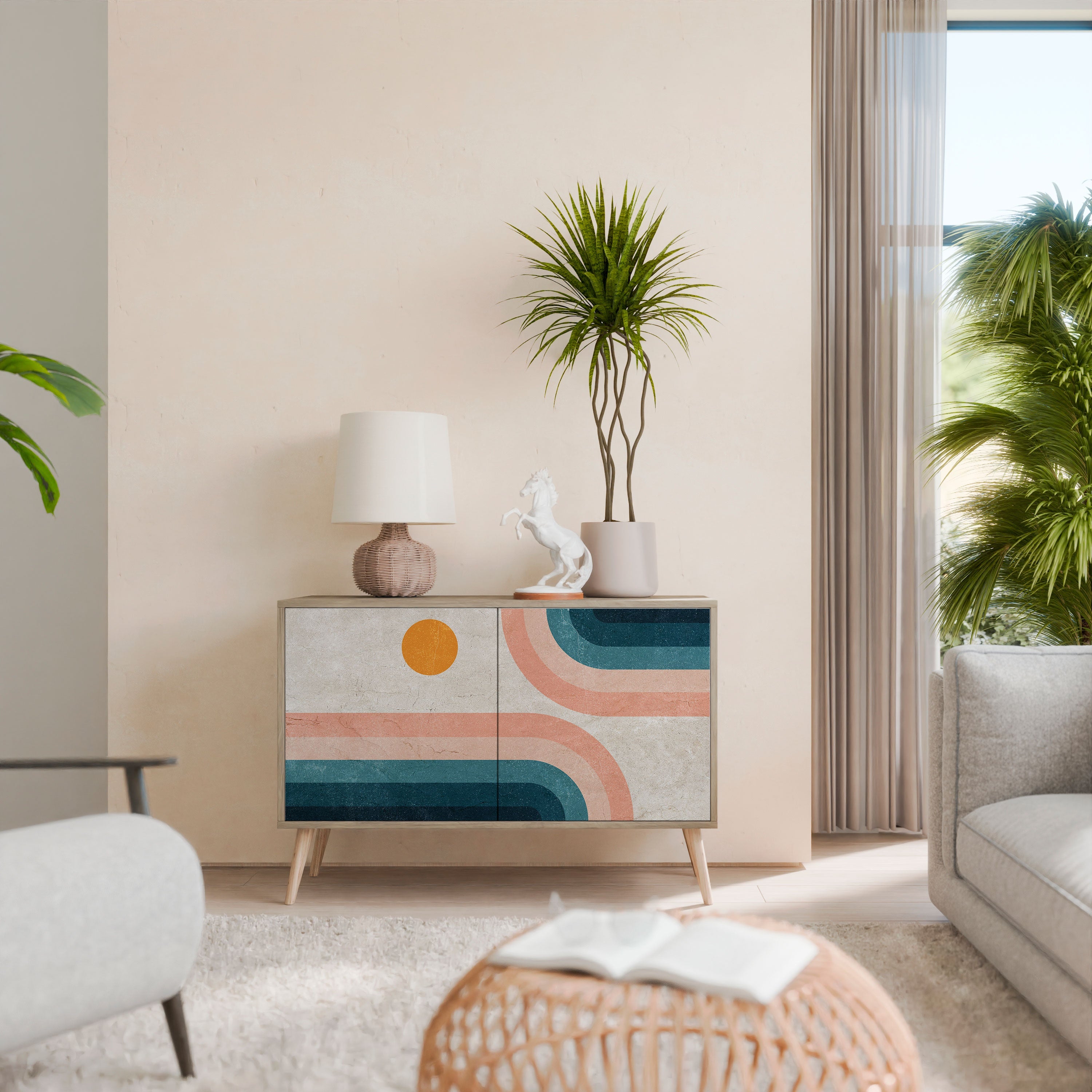 TWO HALVES Aparador de 2 Portas em Efeito Carvalho