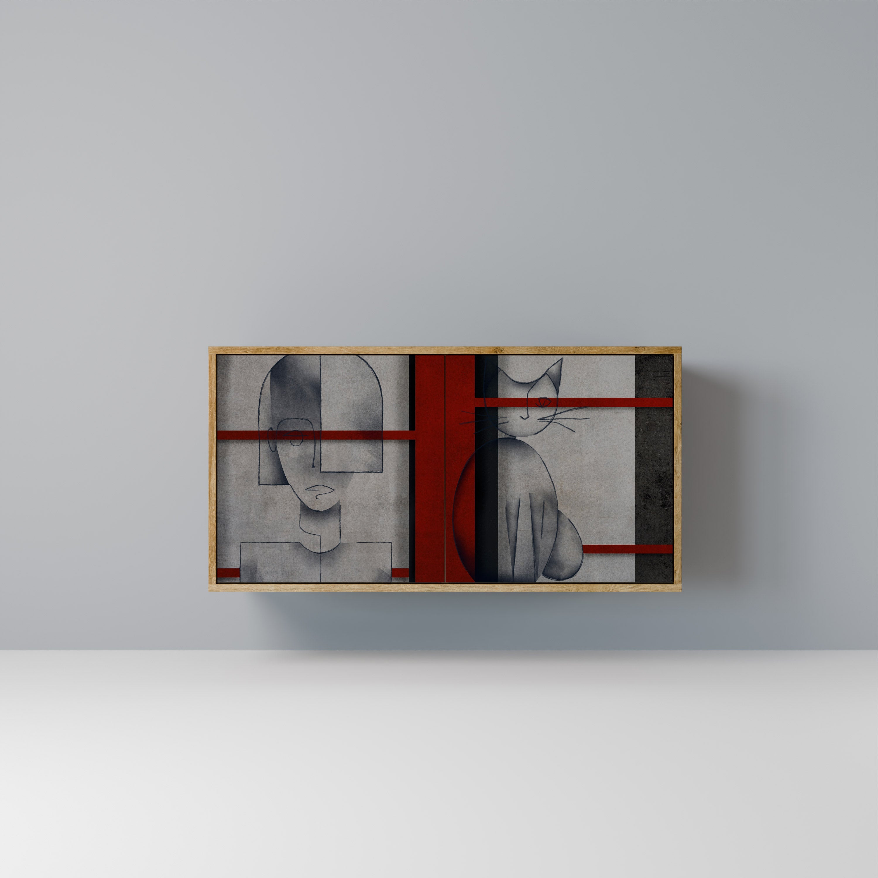 GRAY FIGURES Aparador de 2 Portas em Efeito Carvalho