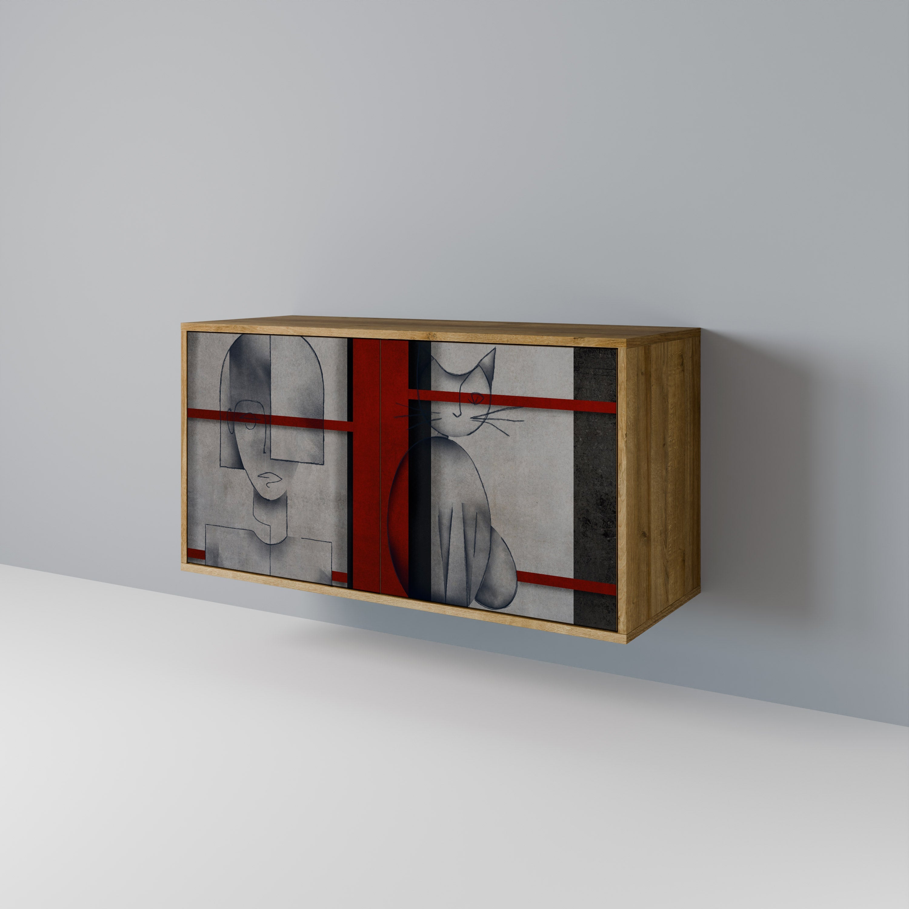 GRAY FIGURES Aparador de 2 Portas em Efeito Carvalho