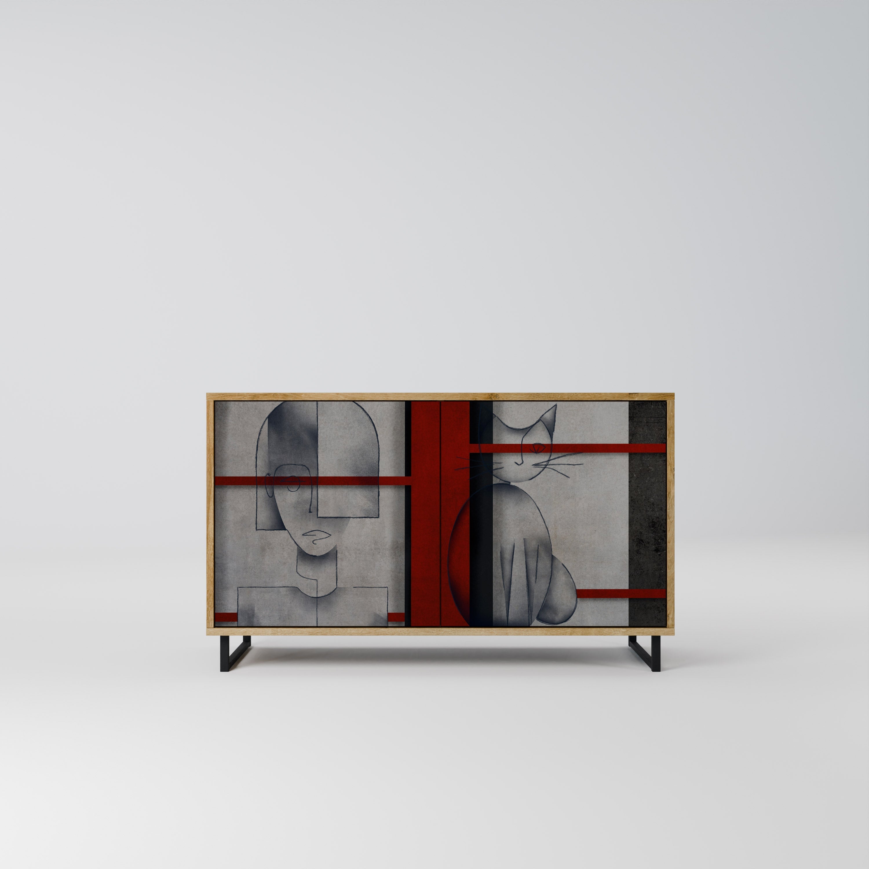 GRAY FIGURES Aparador de 2 Portas em Efeito Carvalho