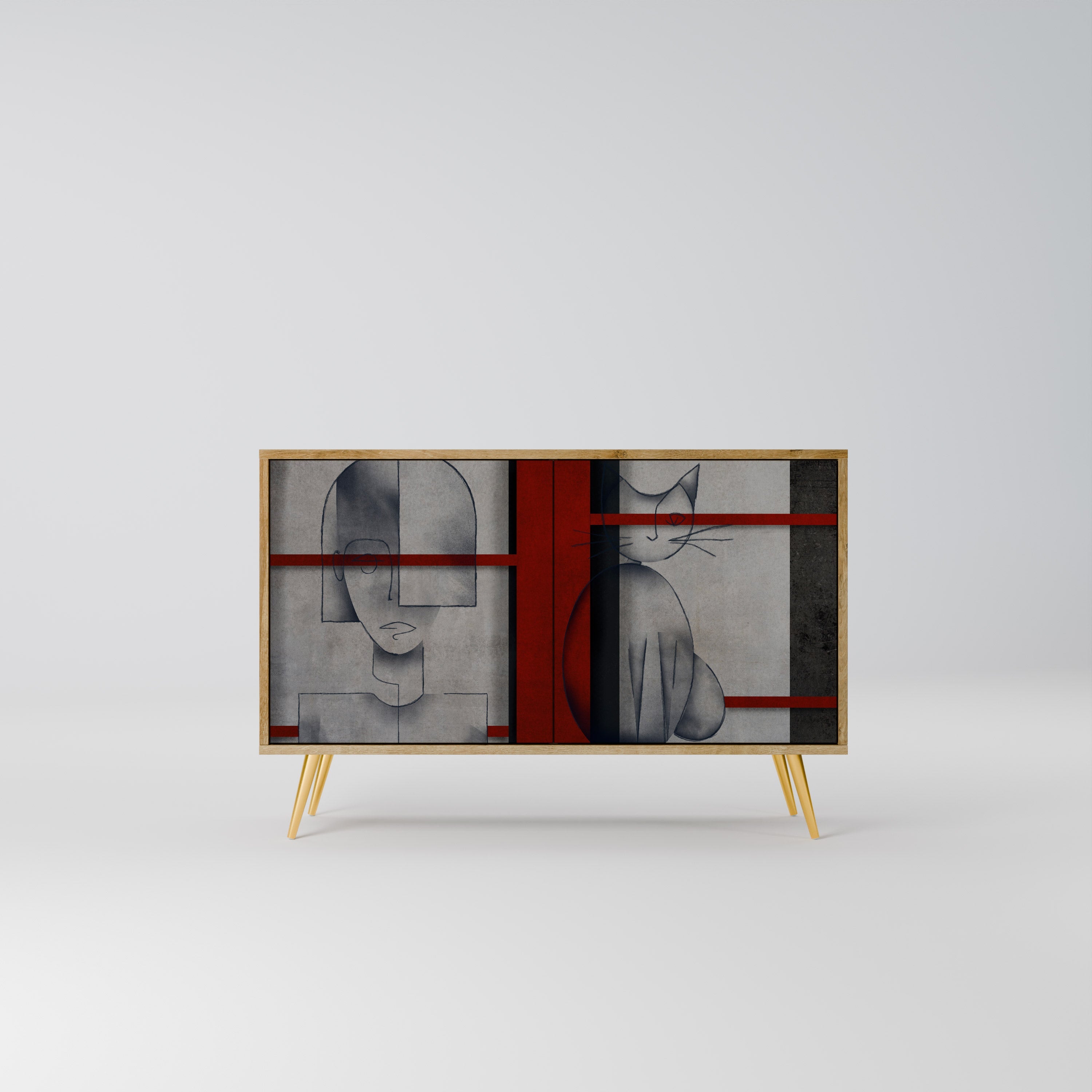 GRAY FIGURES Aparador de 2 Portas em Efeito Carvalho