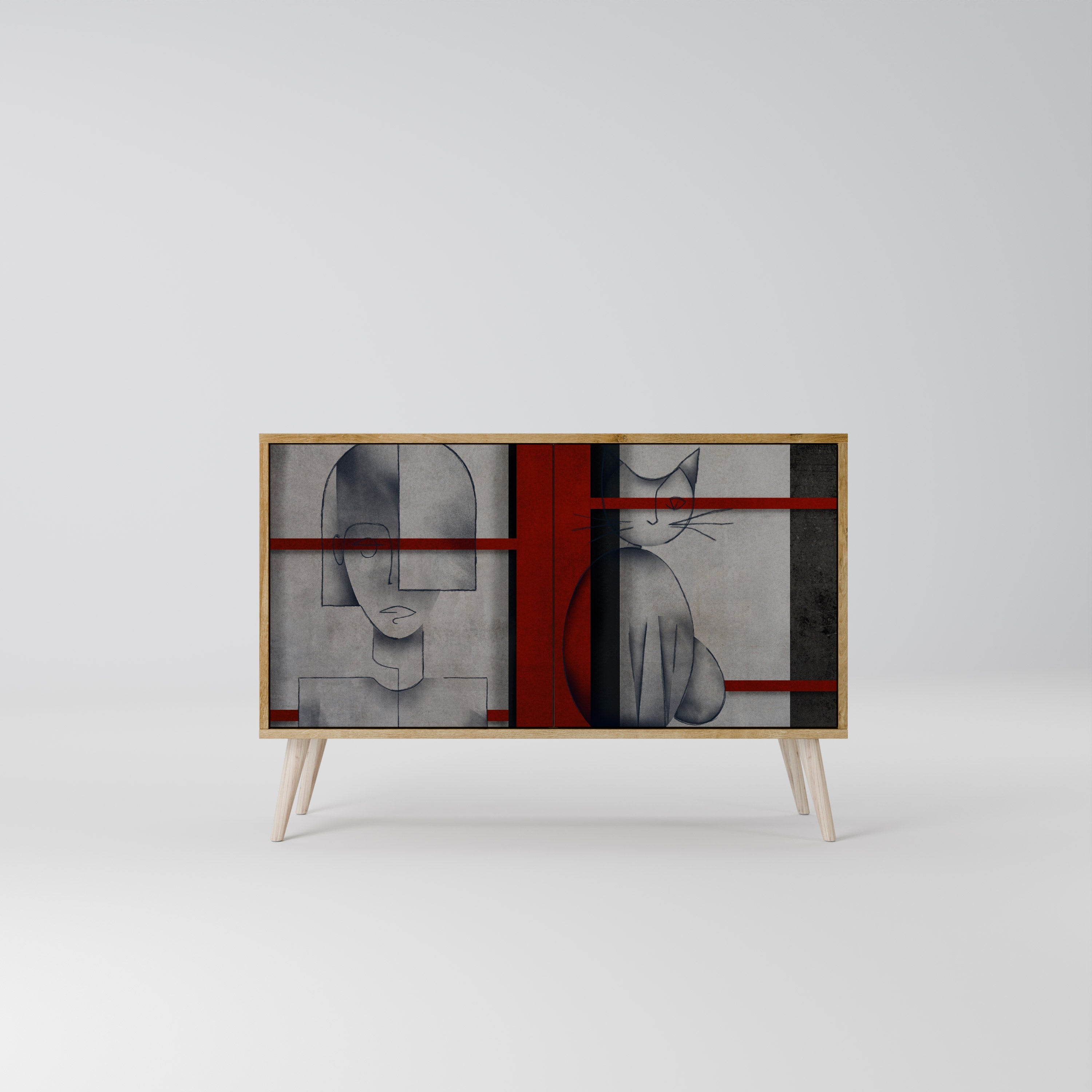 GRAY FIGURES Aparador de 2 Portas em Efeito Carvalho