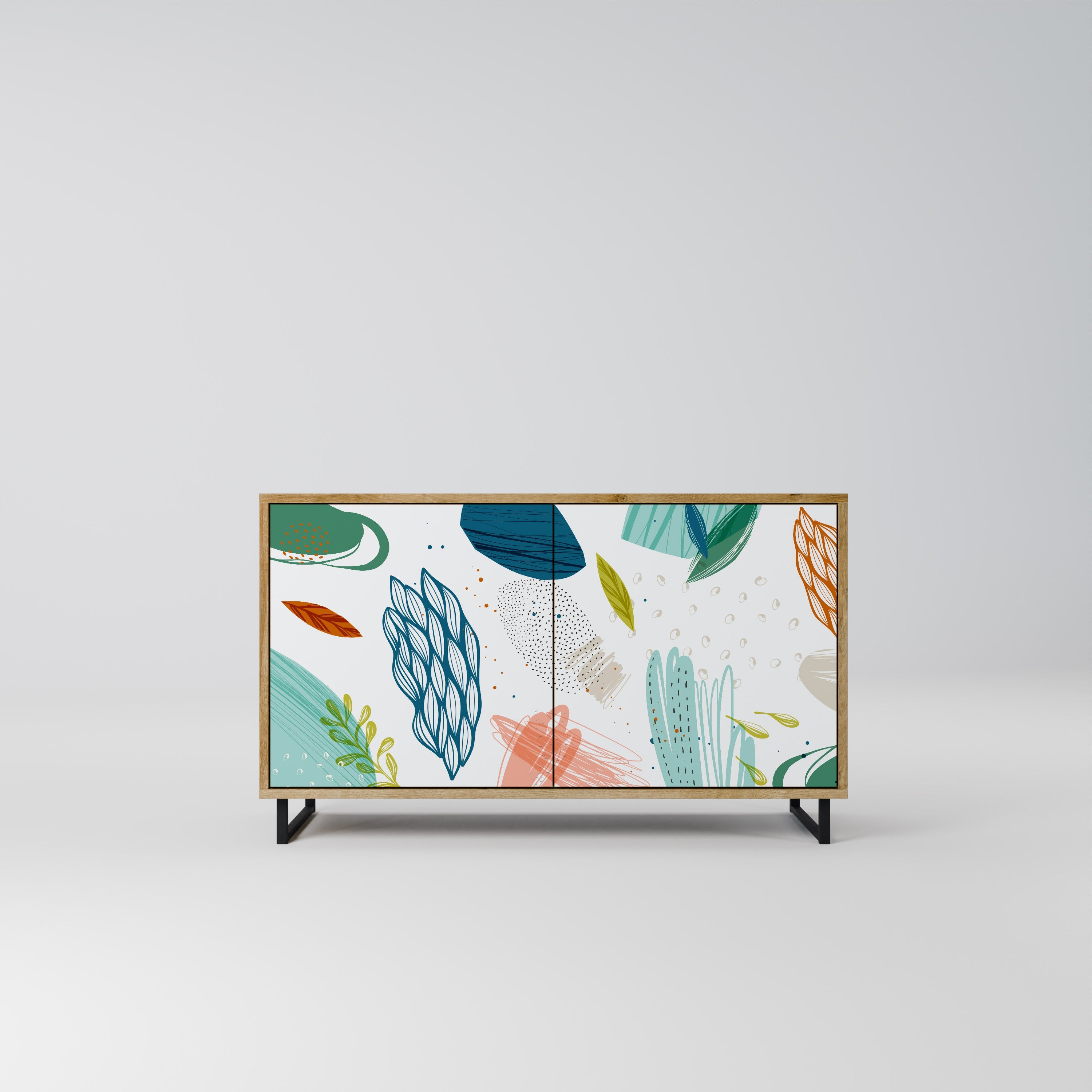 BOTANICAL HURRICANE Aparador de 2 Portas em Efeito Carvalho