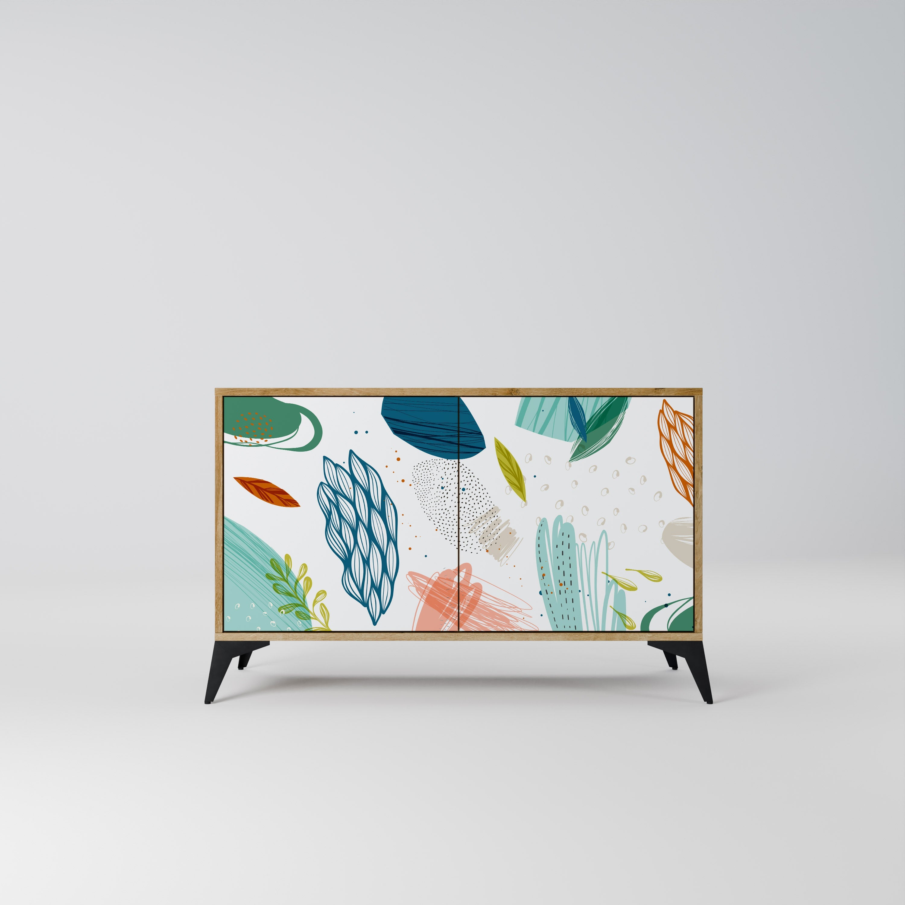 BOTANICAL HURRICANE Aparador de 2 Portas em Efeito Carvalho