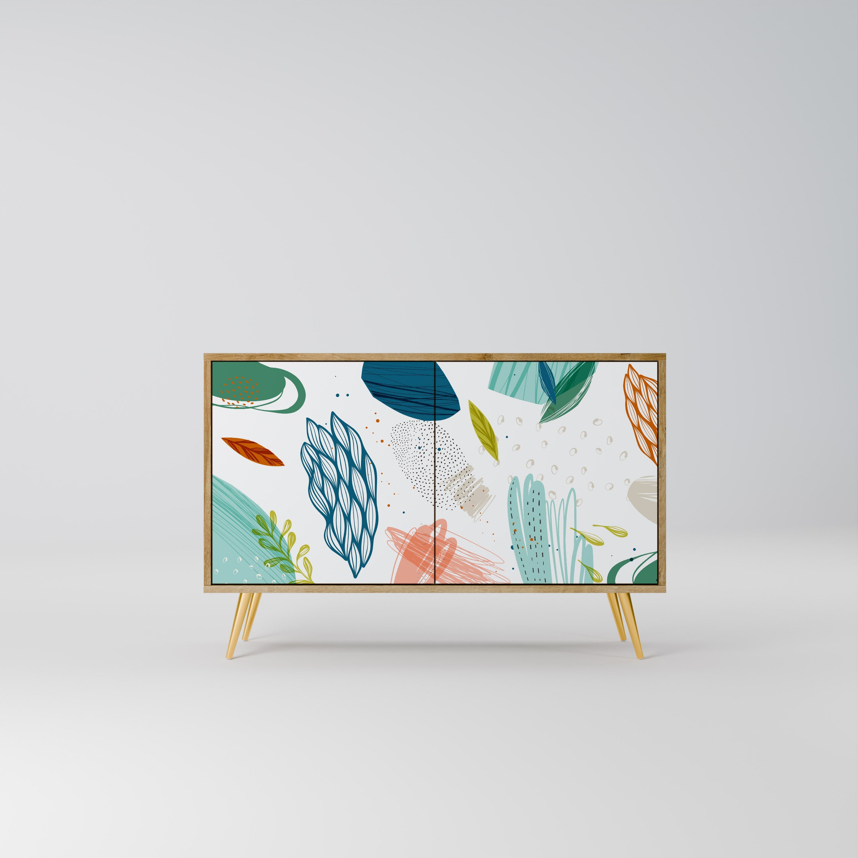 BOTANICAL HURRICANE Aparador de 2 Portas em Efeito Carvalho