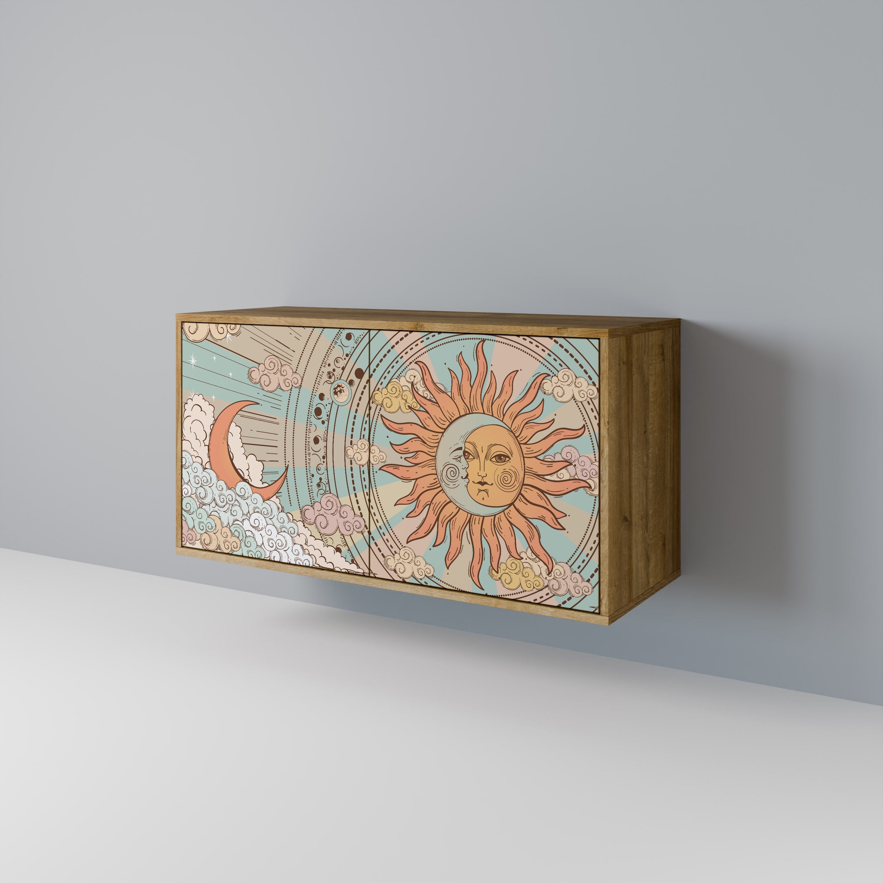 MYSTICAL STRUCTURE Aparador de 2 Portas em Efeito Carvalho