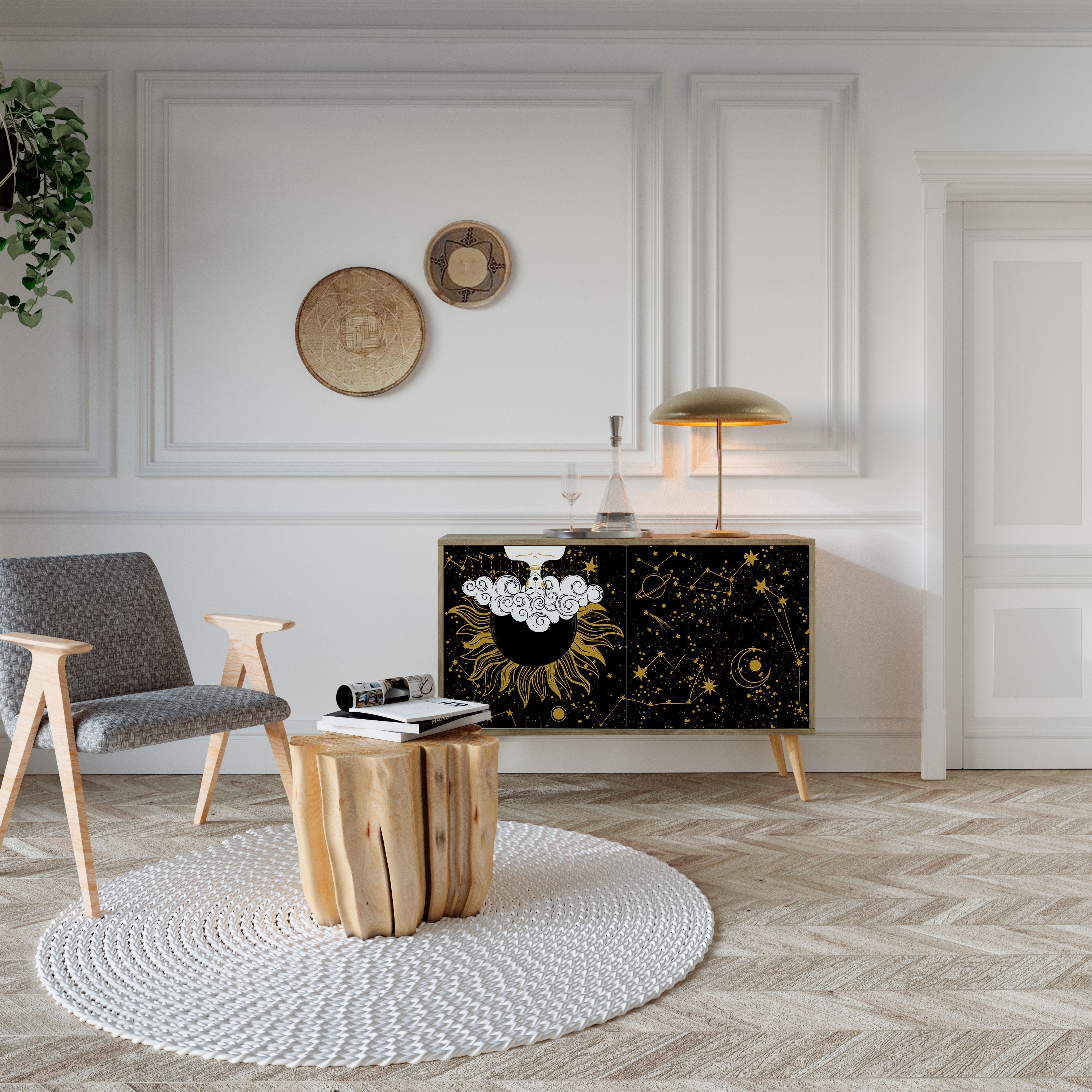 STELLAR CONSTELLATIONS Aparador de 2 Portas em Efeito Carvalho