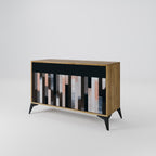 COLLAGE OF RECTANGLES Aparador de 2 Portas em Efeito Carvalho