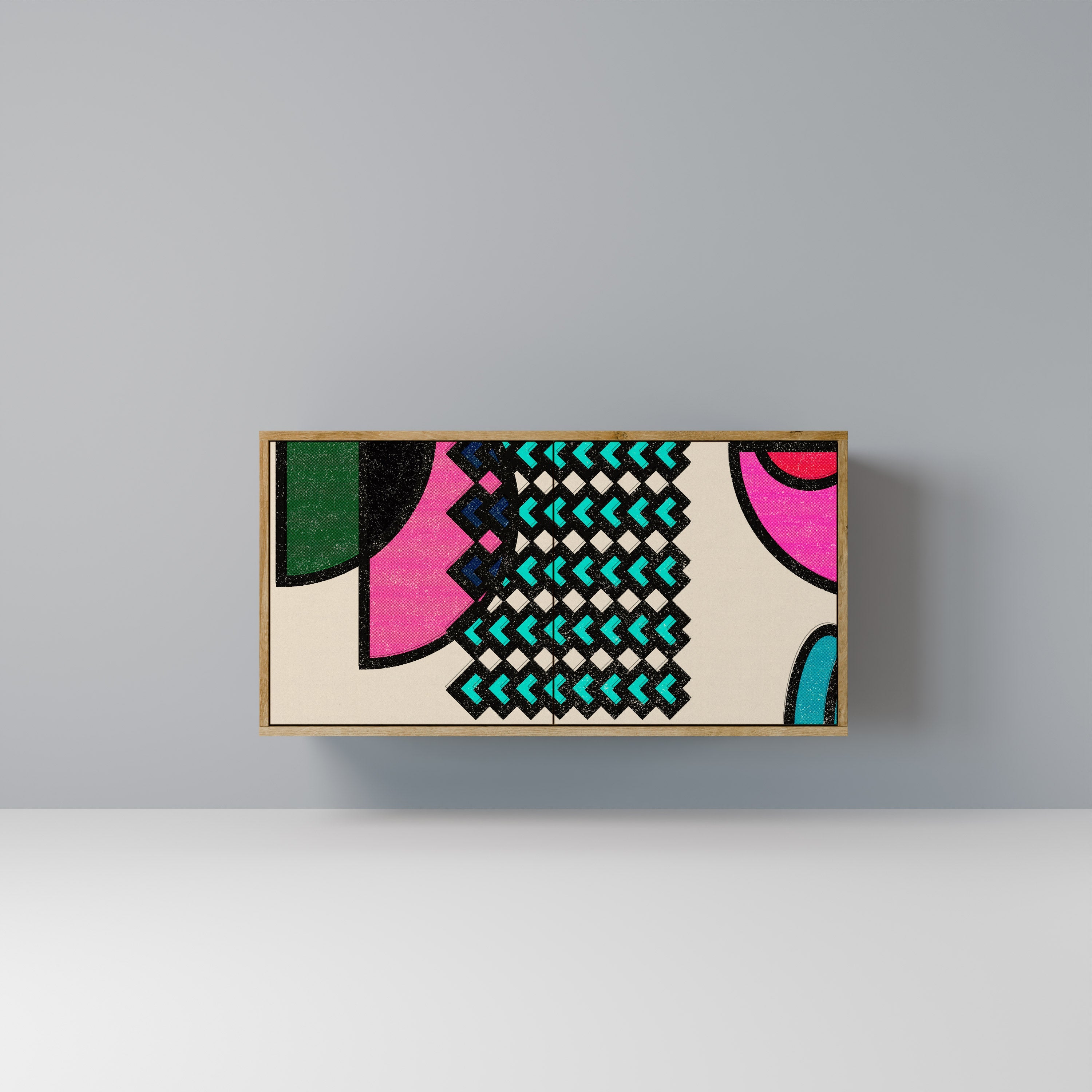 GEOMETRIC RHAPSODY Aparador de 2 Portas em Efeito Carvalho