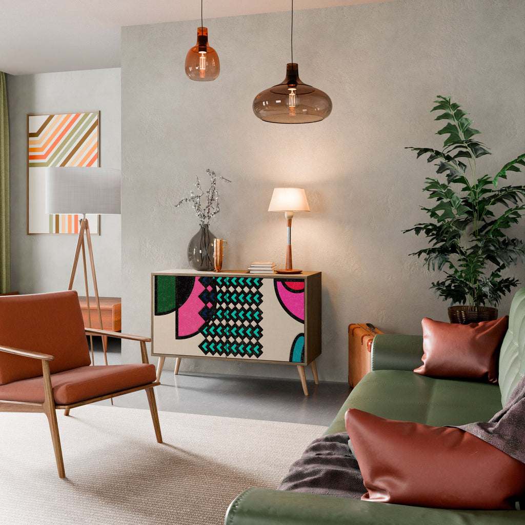 GEOMETRIC RHAPSODY Aparador de 2 Portas em Efeito Carvalho