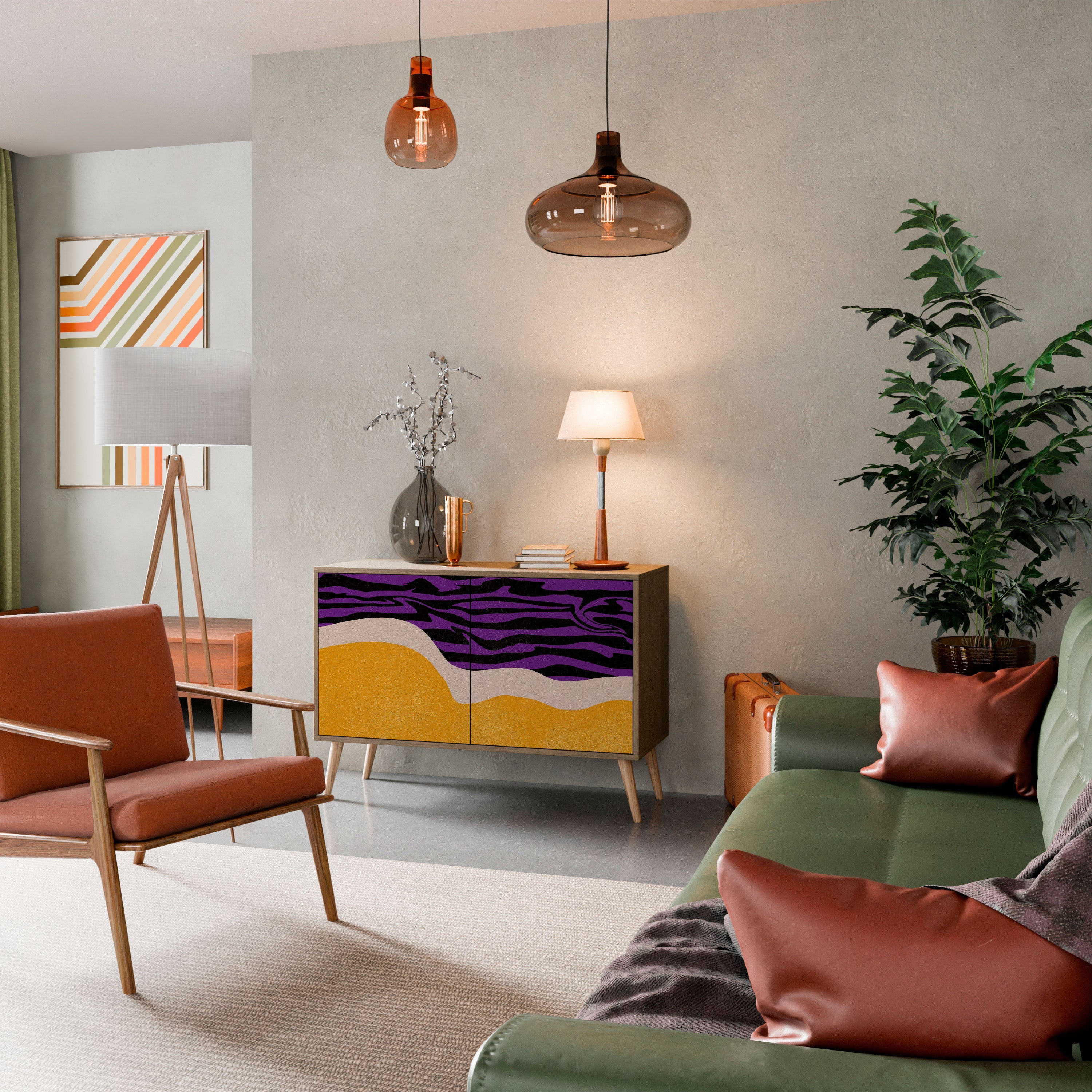 INDEPENDENT BORDER Aparador de 2 Portas em Efeito Carvalho