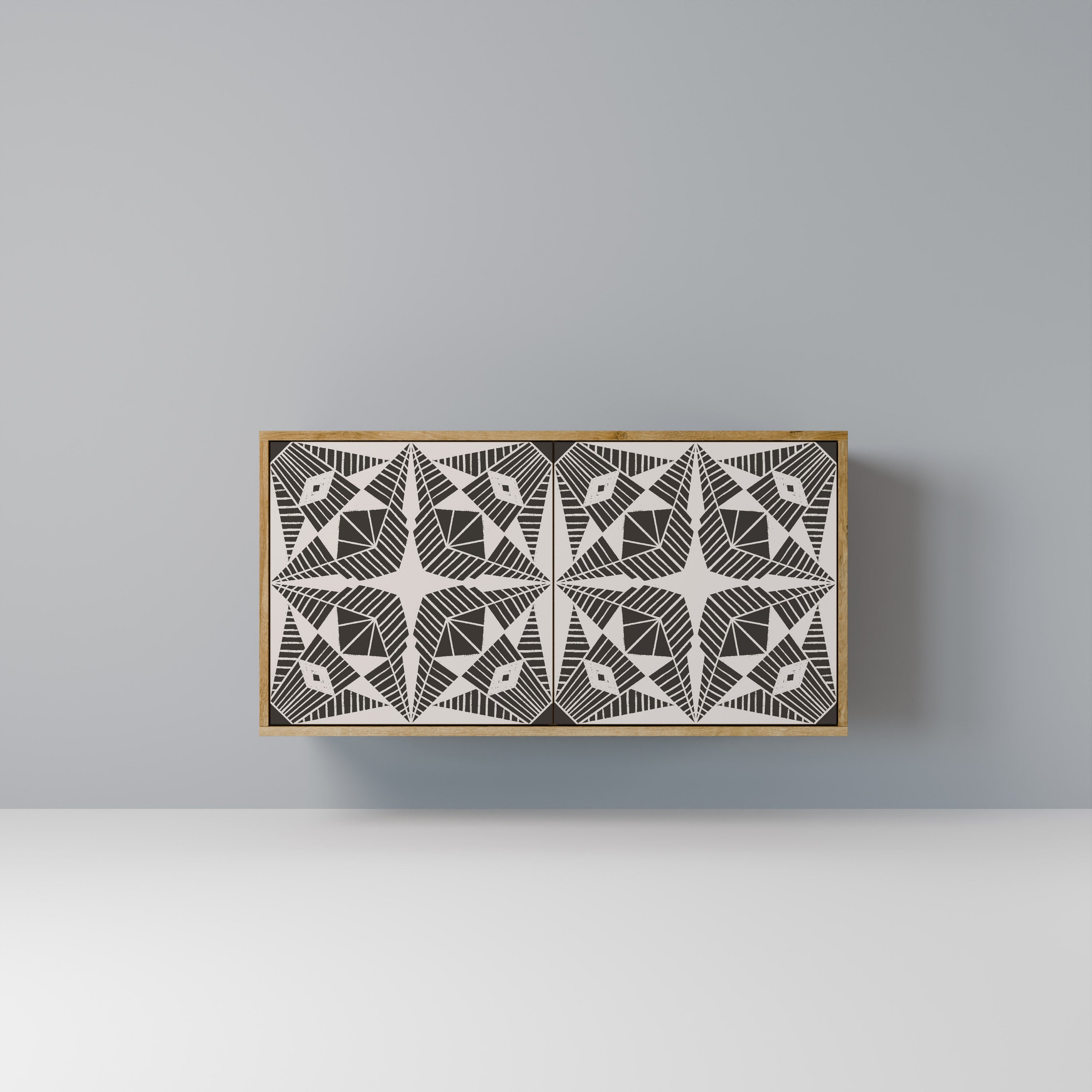 MONOCHROME NEXUS Aparador de 2 Portas em Efeito Carvalho