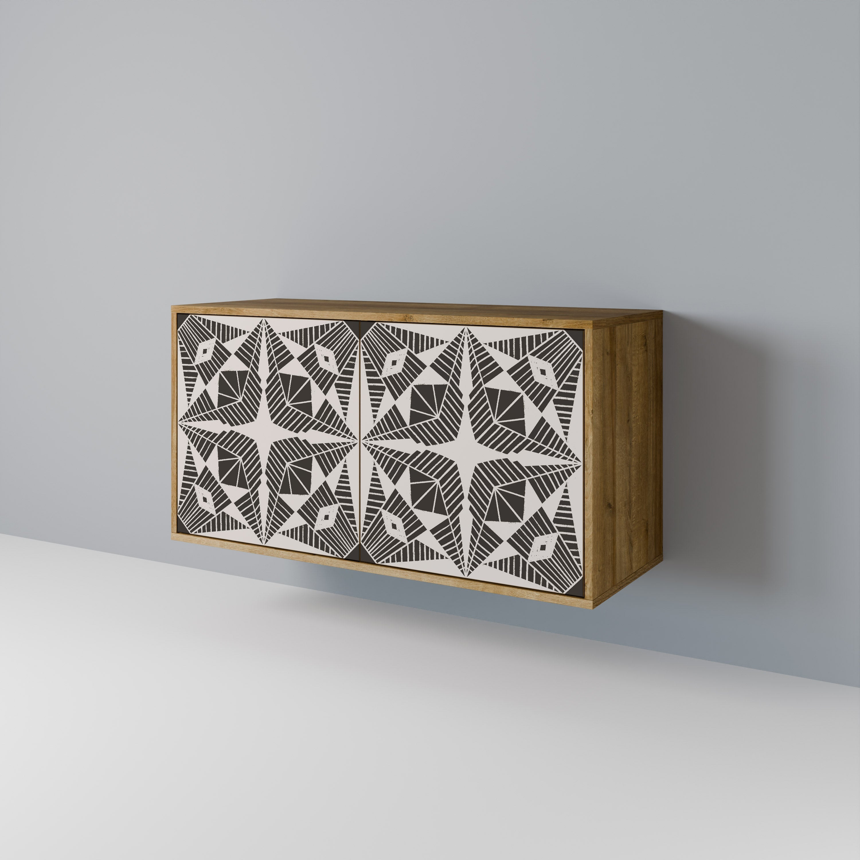 MONOCHROME NEXUS Aparador de 2 Portas em Efeito Carvalho