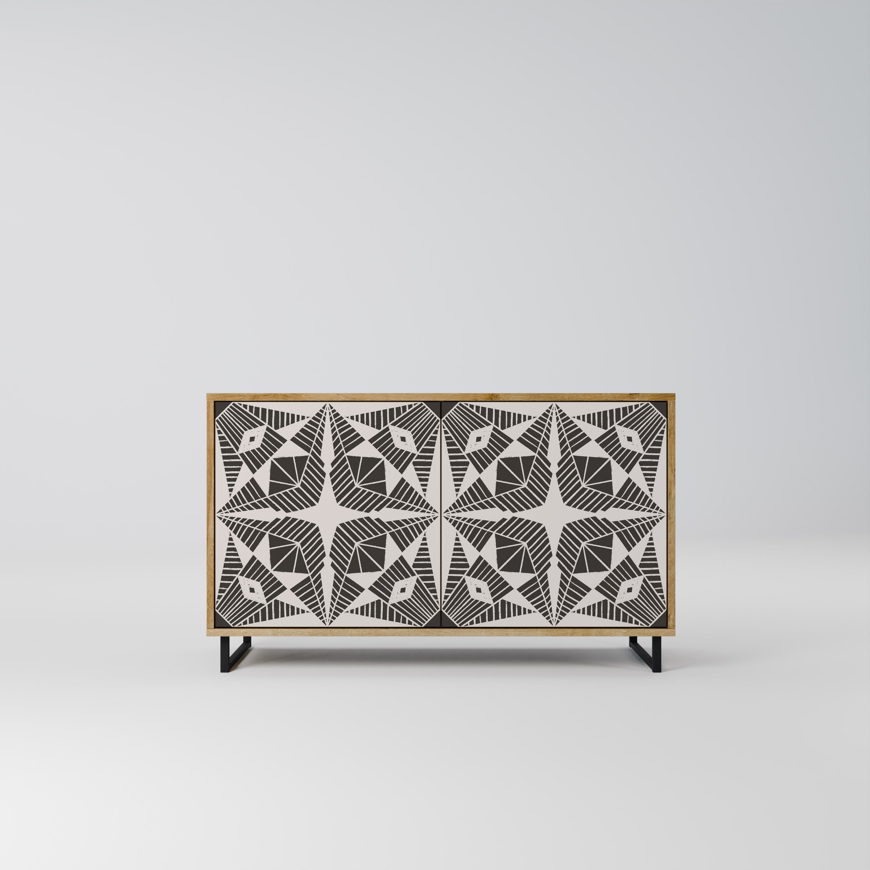 MONOCHROME NEXUS Aparador de 2 Portas em Efeito Carvalho