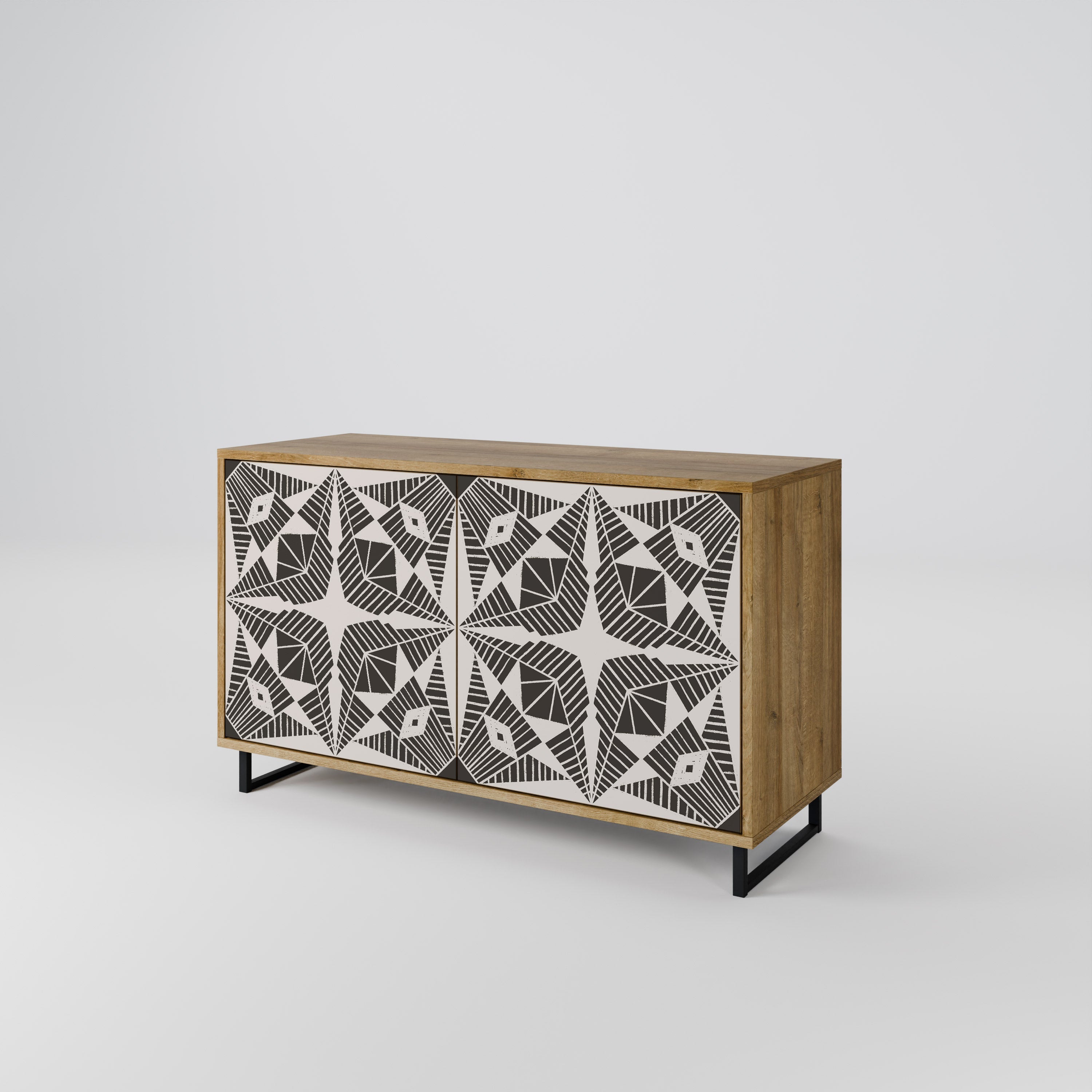 MONOCHROME NEXUS Aparador de 2 Portas em Efeito Carvalho