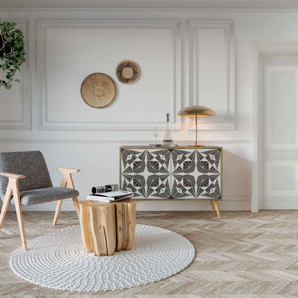 MONOCHROME NEXUS Aparador de 2 Portas em Efeito Carvalho