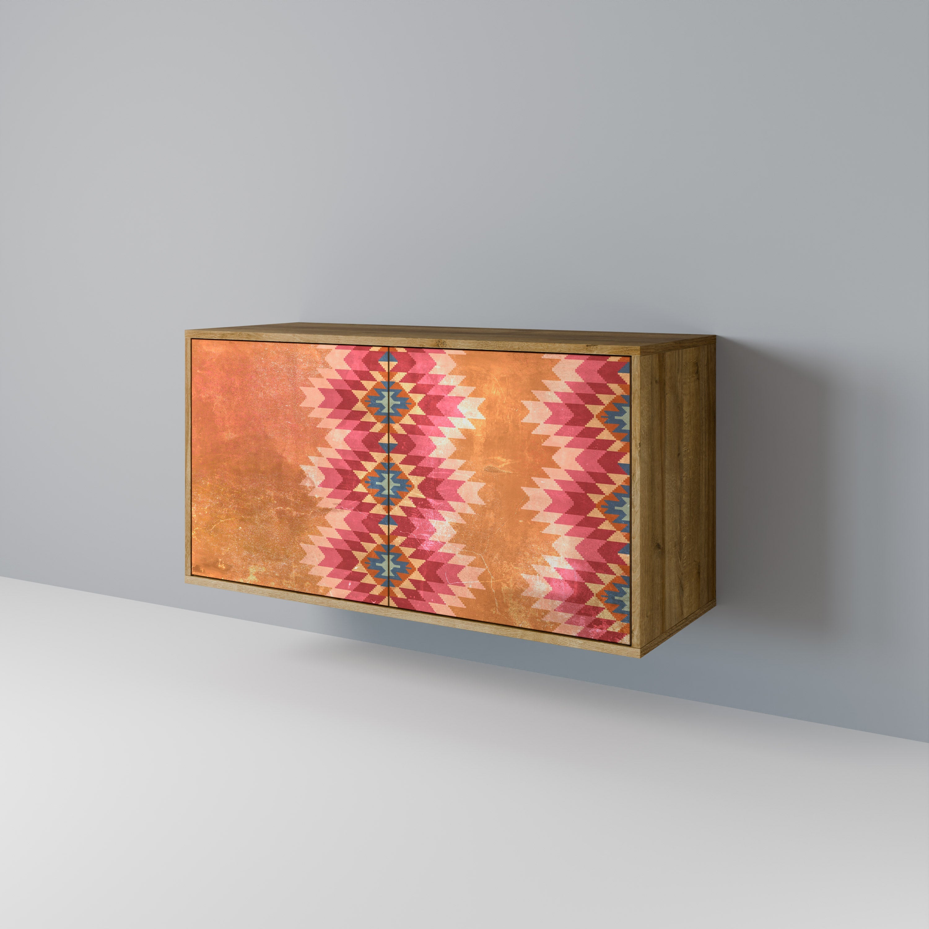 INDIAN FOLK Aparador de 2 Portas em Efeito Carvalho