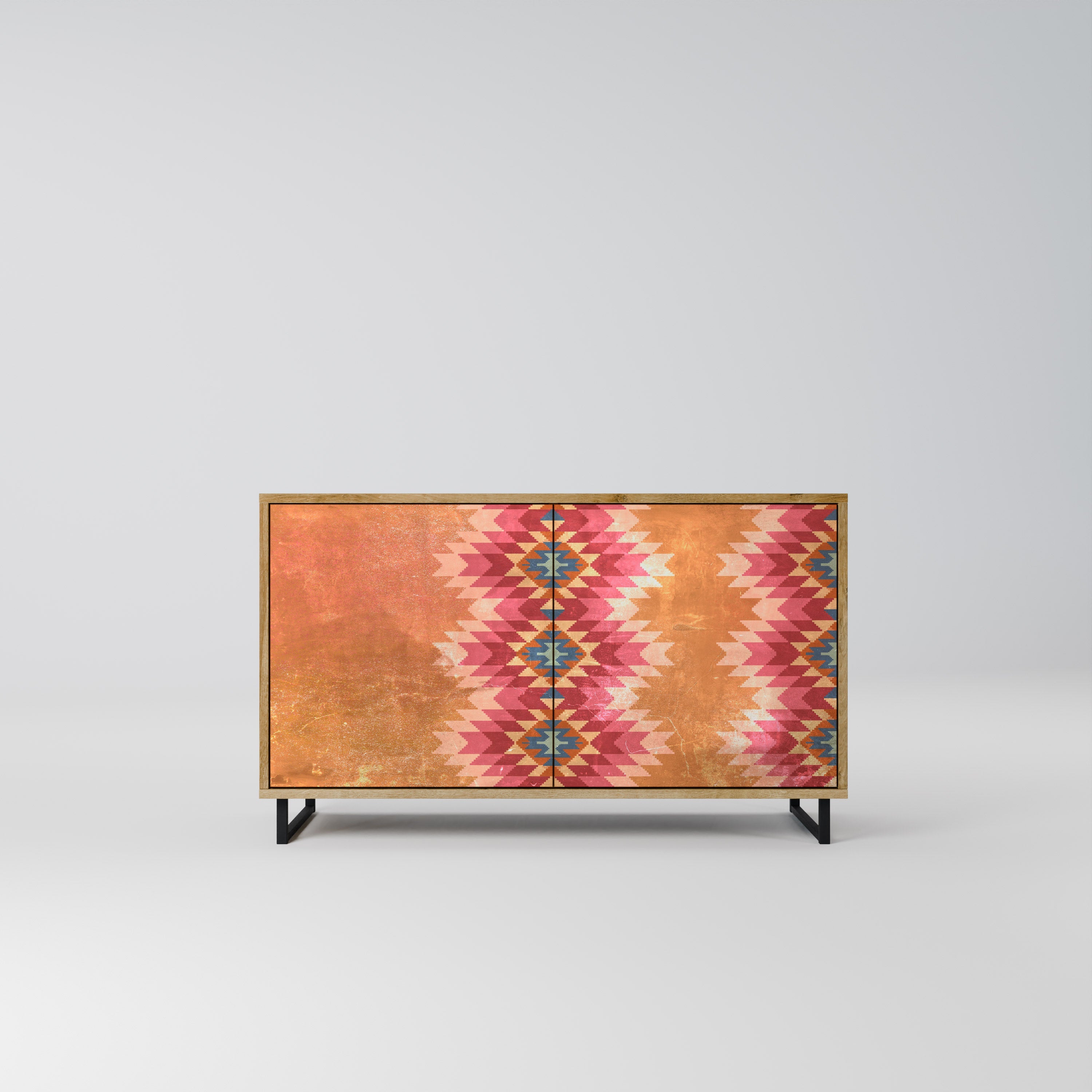 INDIAN FOLK Aparador de 2 Portas em Efeito Carvalho