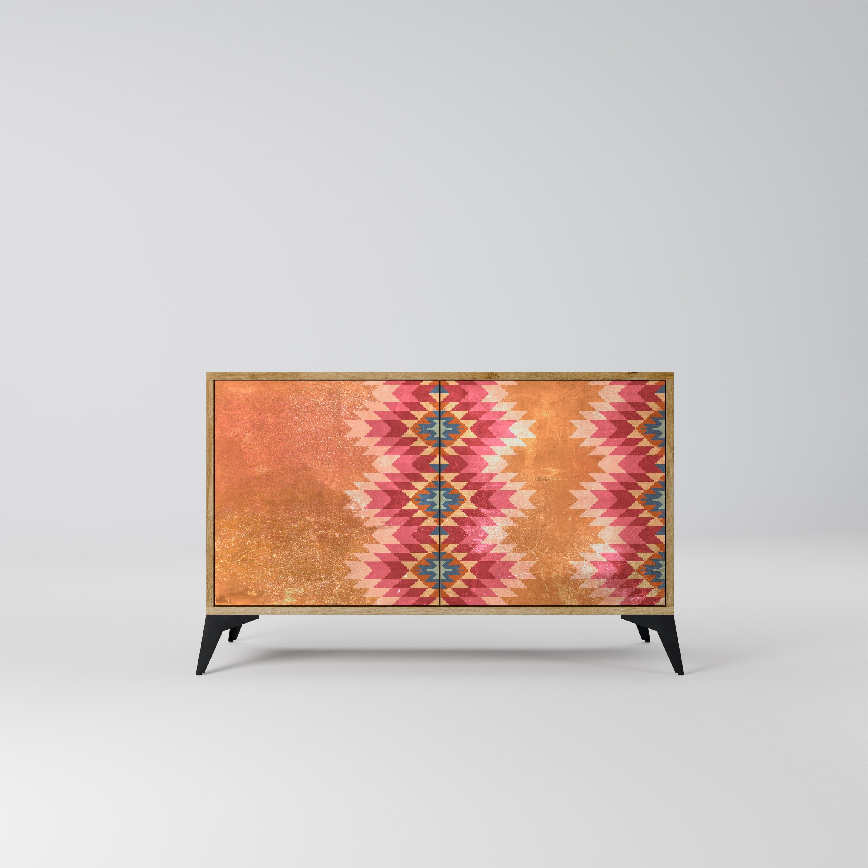 INDIAN FOLK Aparador de 2 Portas em Efeito Carvalho