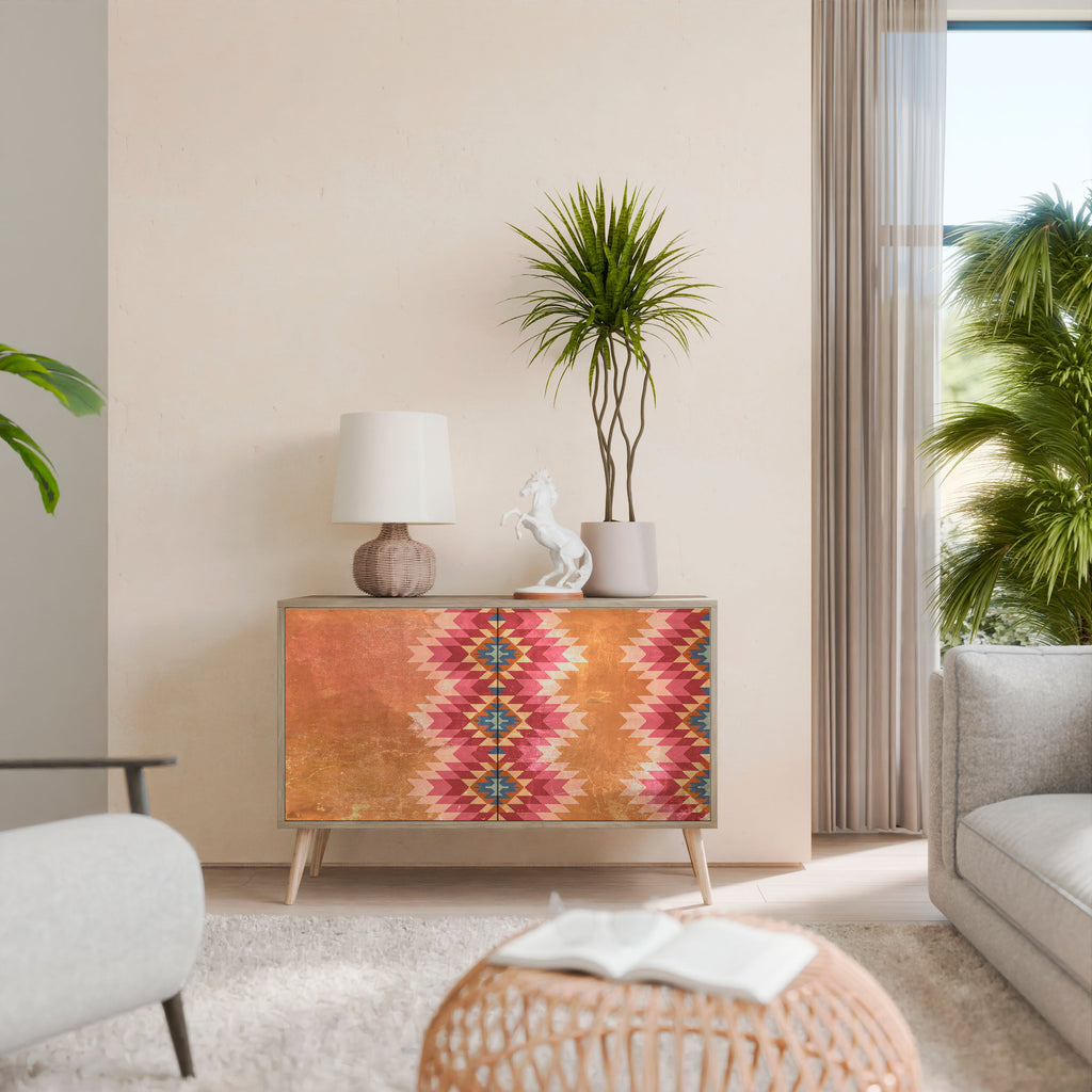 INDIAN FOLK Aparador de 2 Portas em Efeito Carvalho