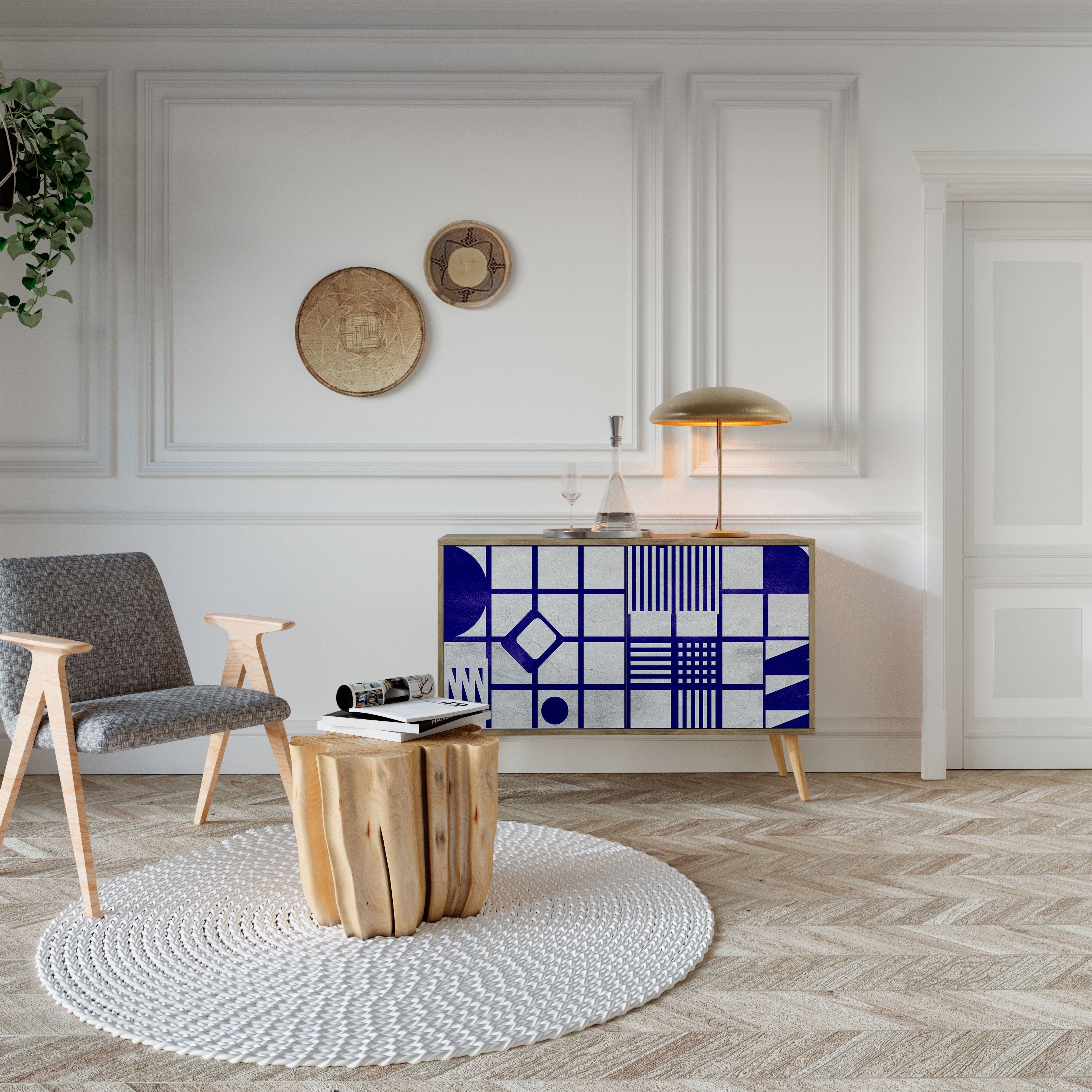 THE RIGHT PLACES Aparador de 2 Portas em Efeito Carvalho