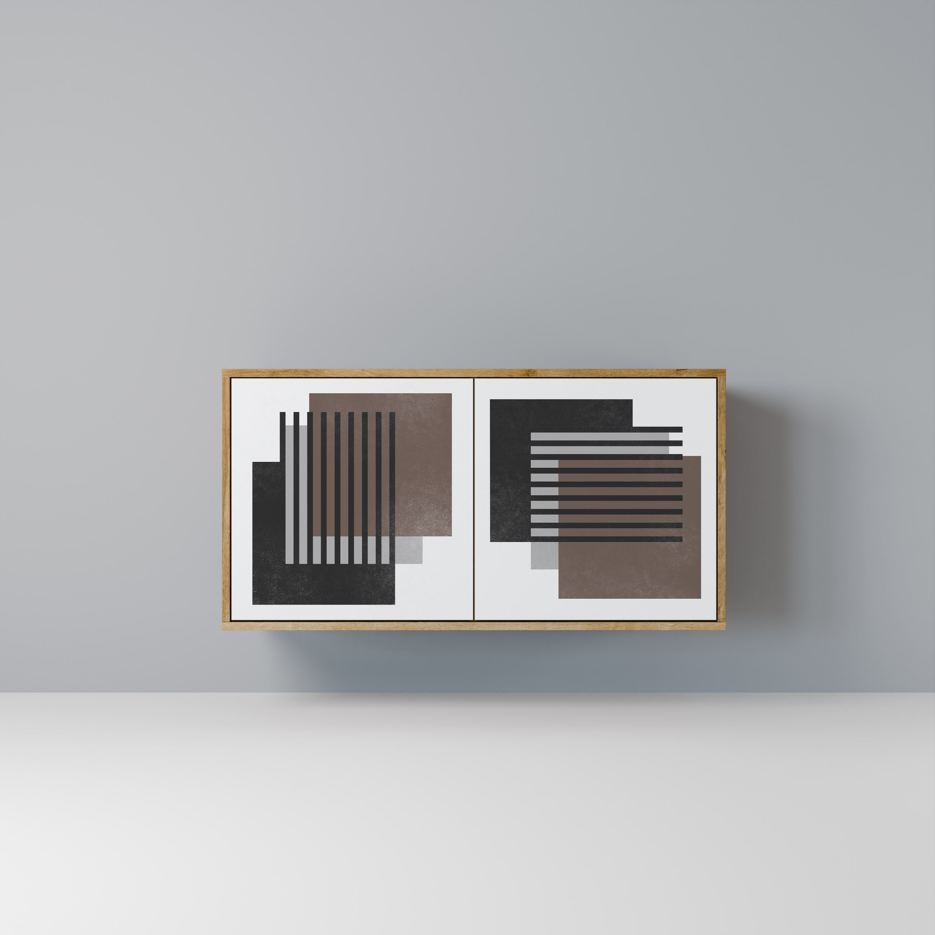 SHADOW SYNCHRONY Aparador de 2 Portas em Efeito Carvalho