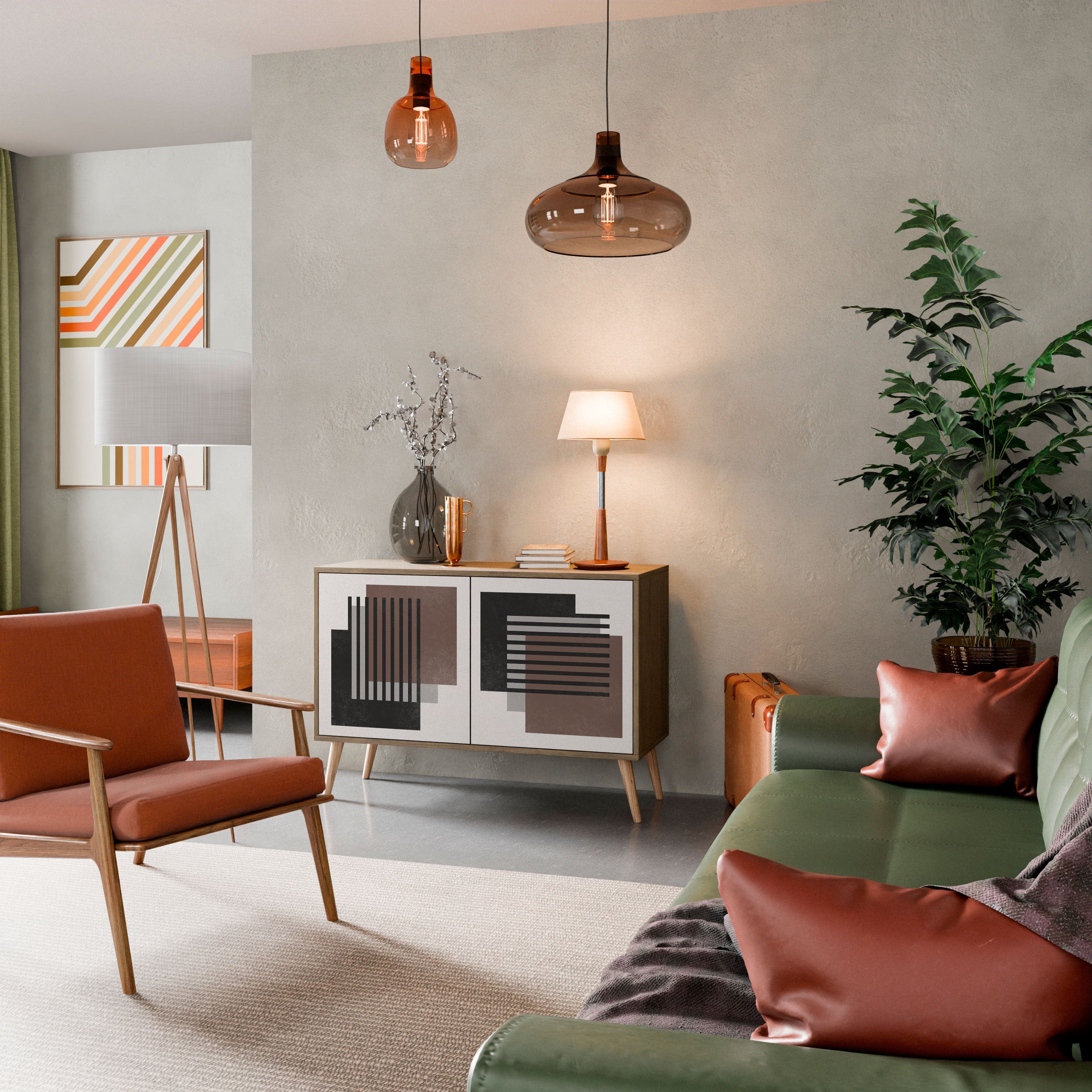 SHADOW SYNCHRONY Aparador de 2 Portas em Efeito Carvalho