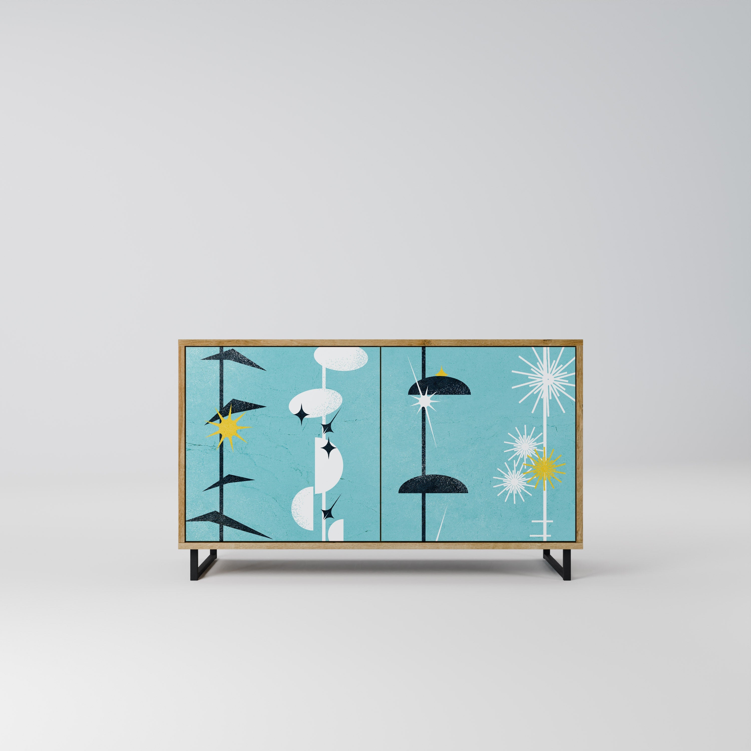 PATHS TO HAPPINESS Aparador de 2 Portas em Efeito Carvalho