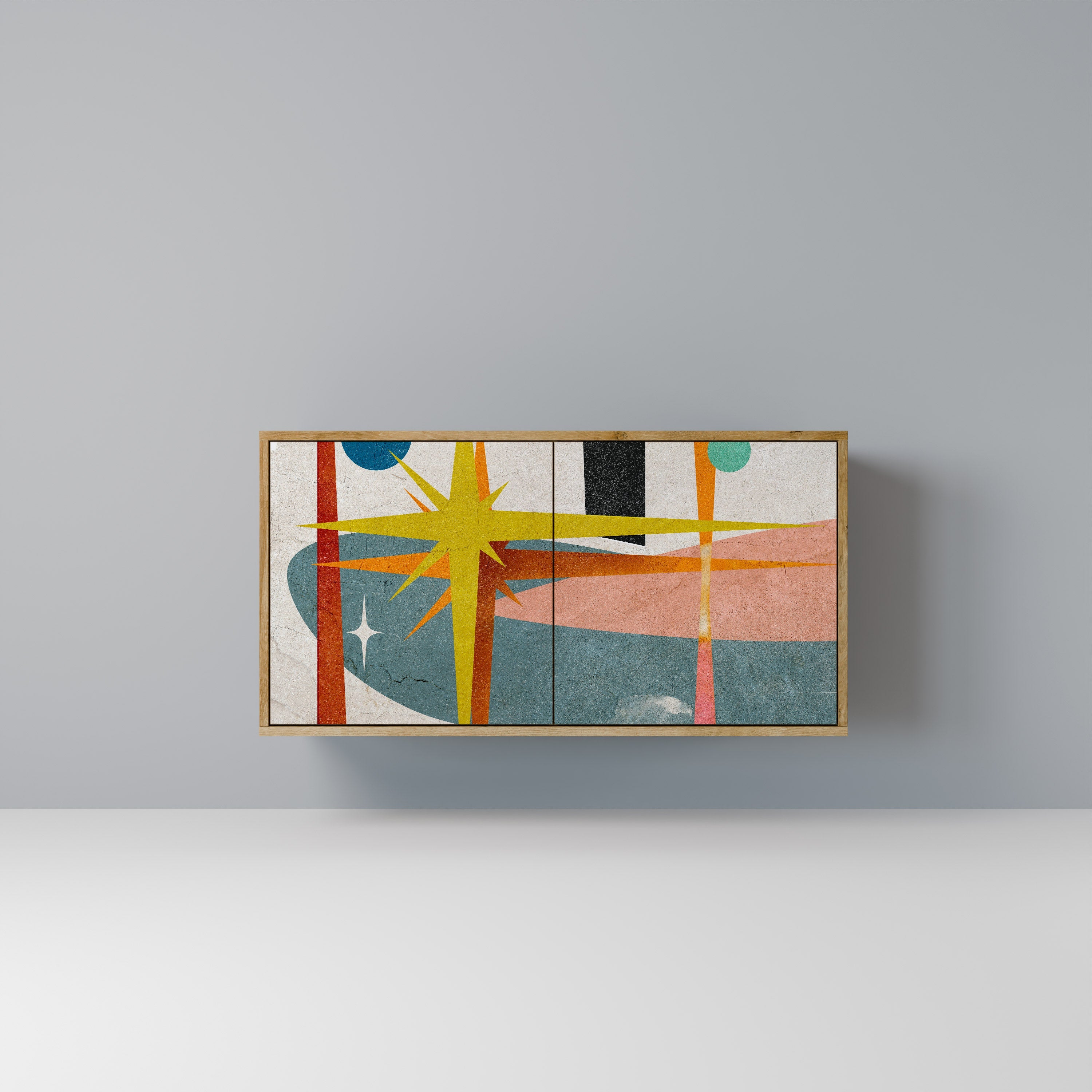 INTERSTELLAR VIBES Aparador de 2 Portas em Efeito Carvalho