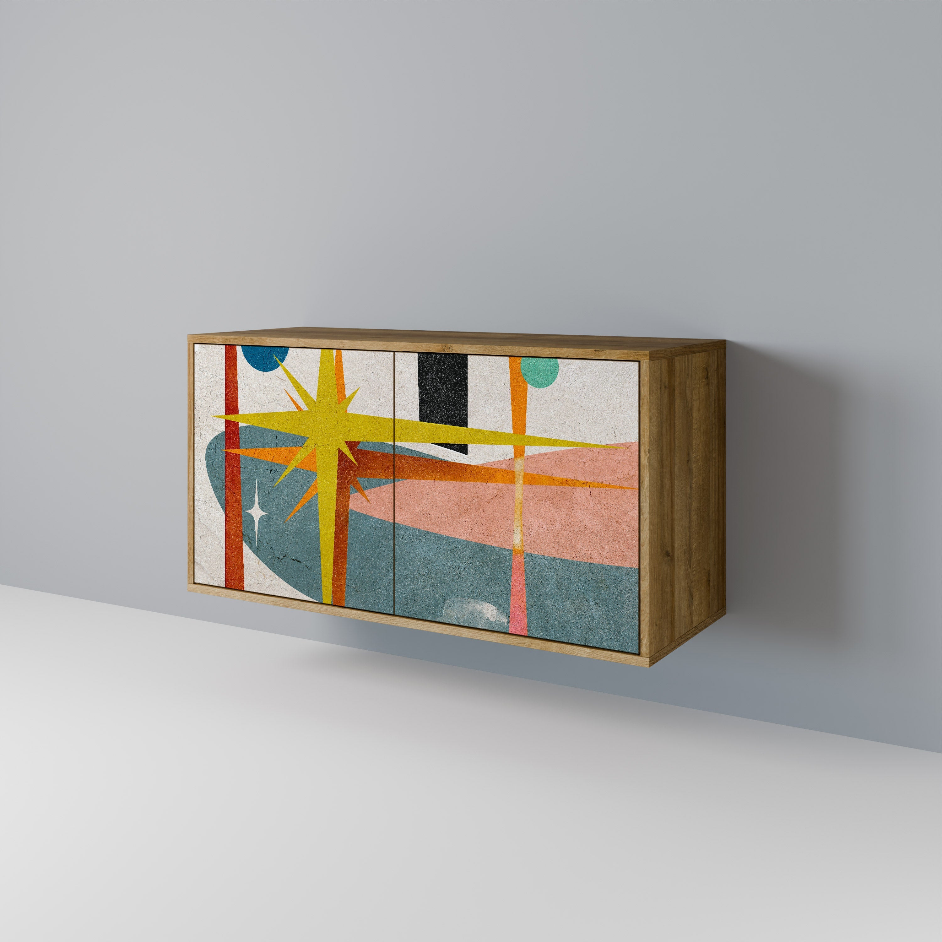 INTERSTELLAR VIBES Aparador de 2 Portas em Efeito Carvalho