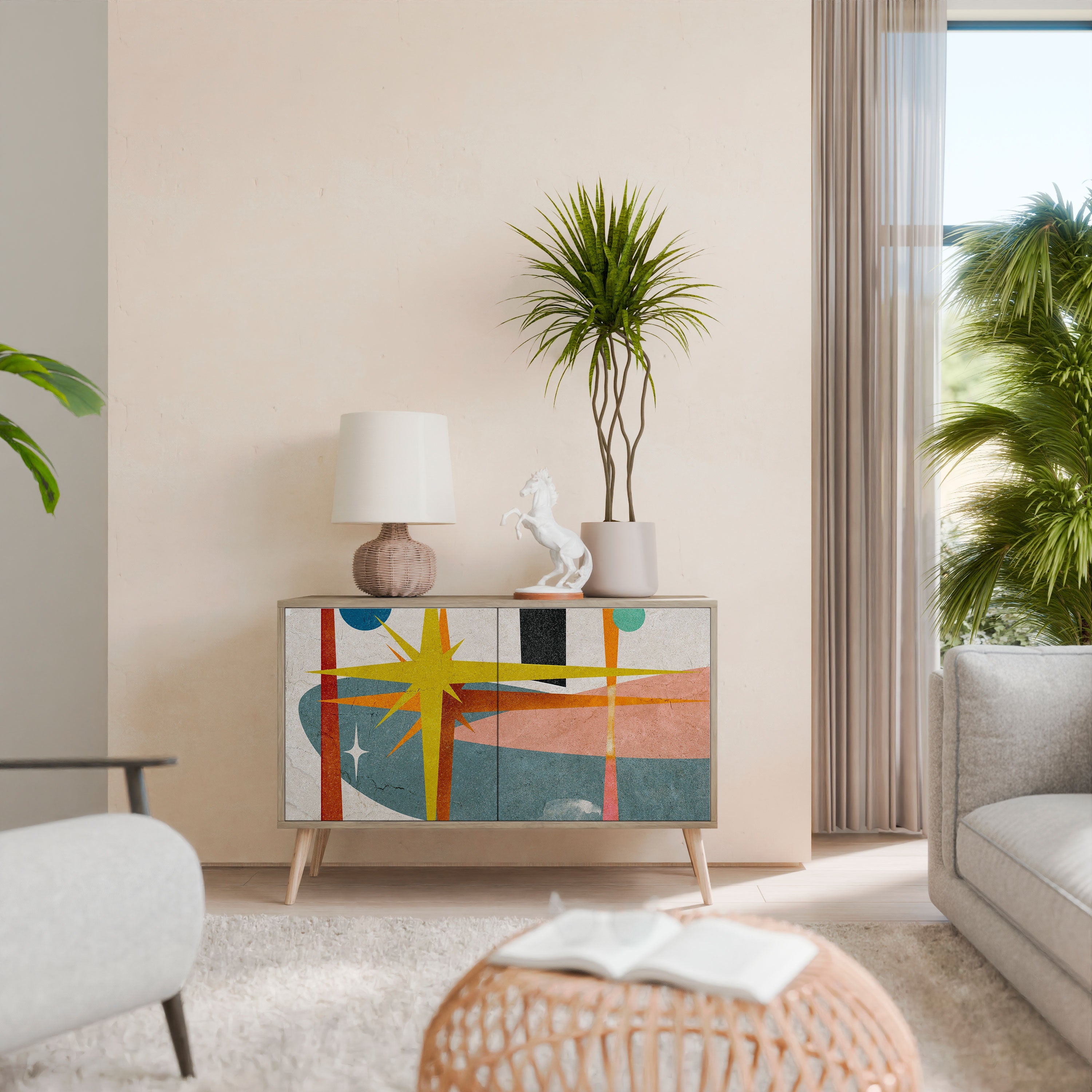 INTERSTELLAR VIBES Aparador de 2 Portas em Efeito Carvalho