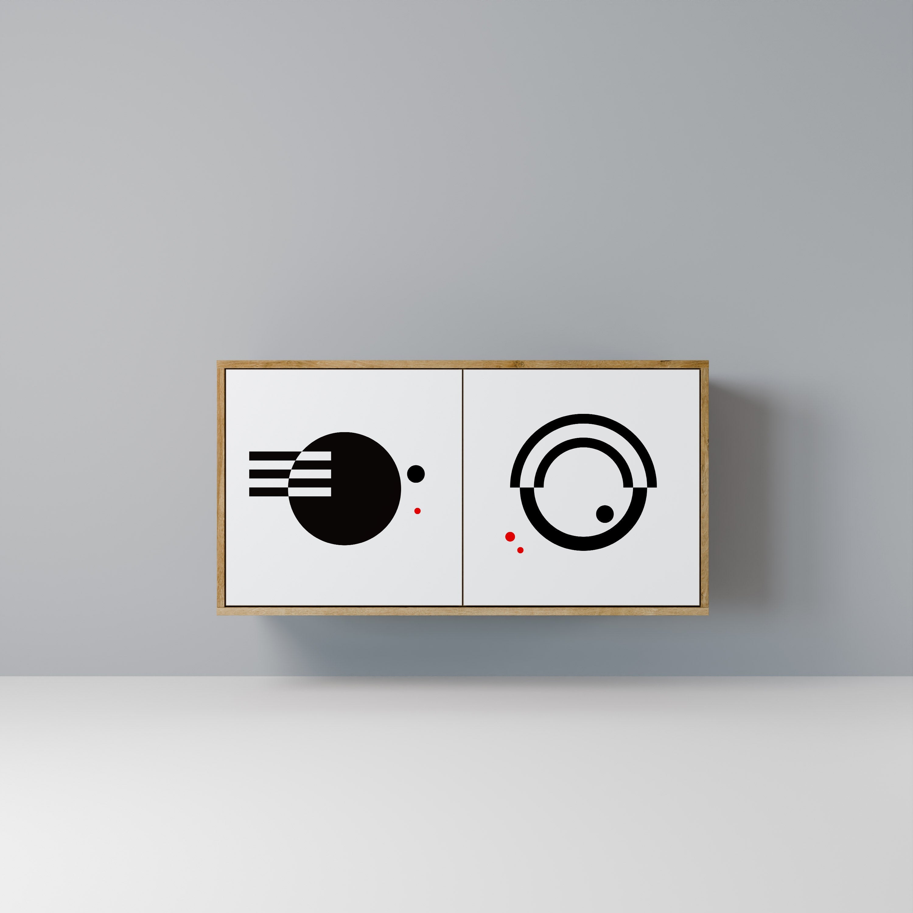 BLACK AND WHITE COMBINATION Aparador de 2 Portas em Efeito Carvalho