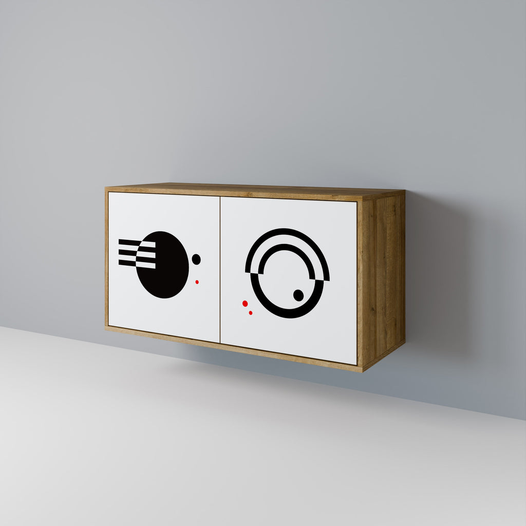 BLACK AND WHITE COMBINATION Aparador de 2 Portas em Efeito Carvalho