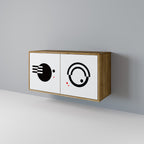 BLACK AND WHITE COMBINATION Aparador de 2 Portas em Efeito Carvalho