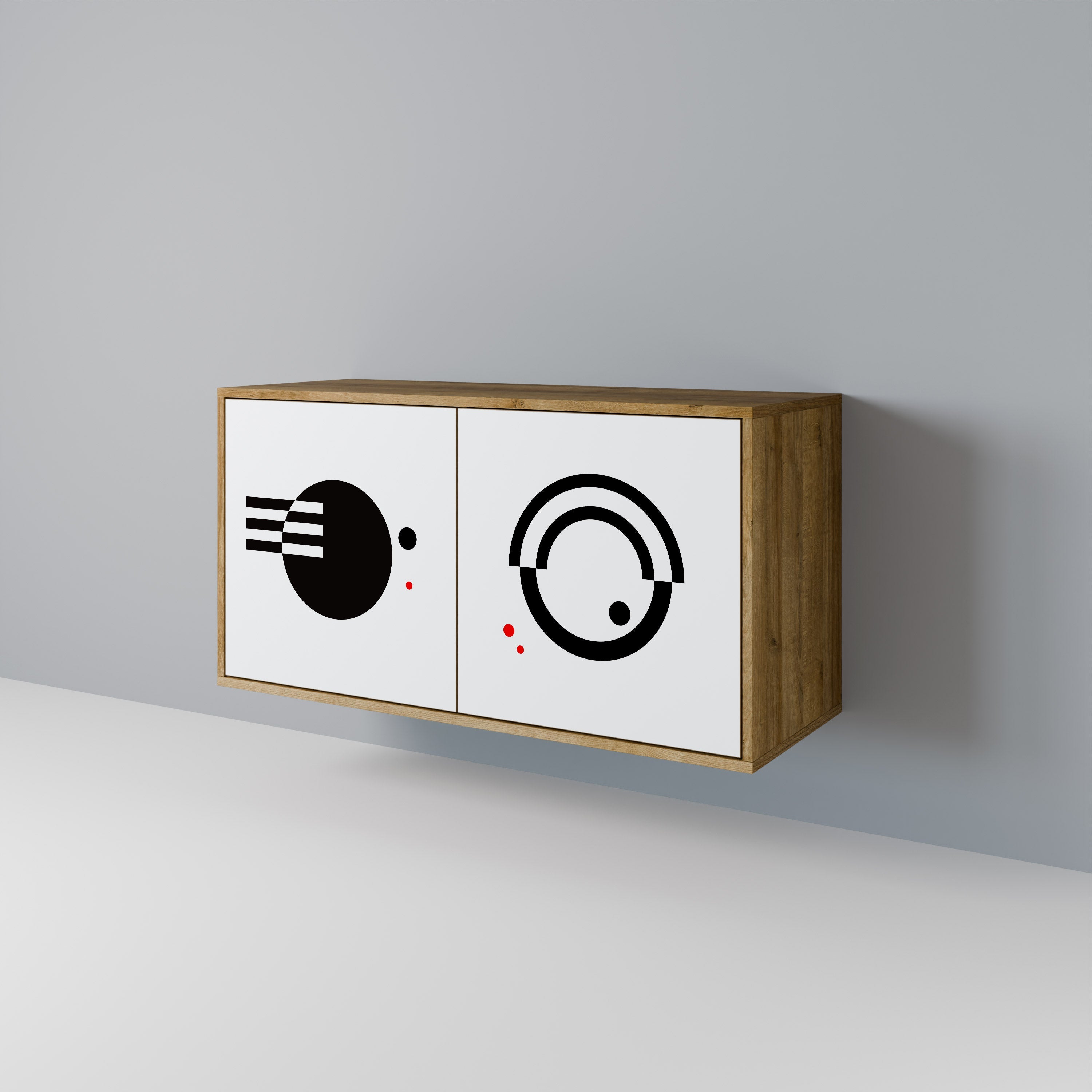 BLACK AND WHITE COMBINATION Aparador de 2 Portas em Efeito Carvalho