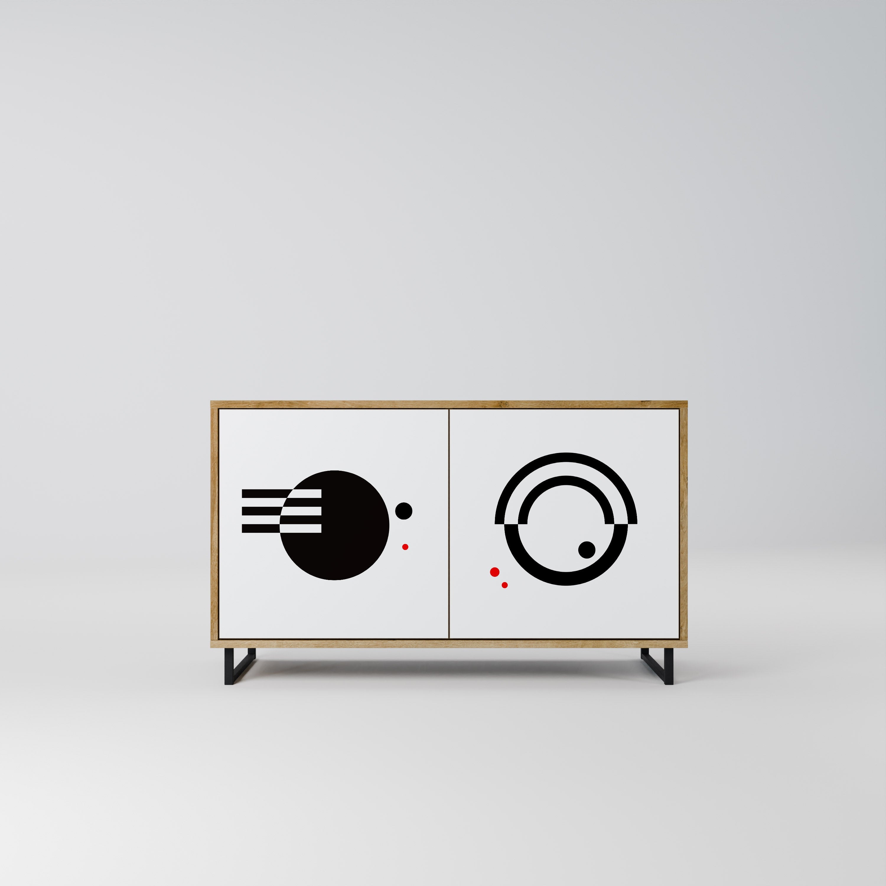 BLACK AND WHITE COMBINATION Aparador de 2 Portas em Efeito Carvalho