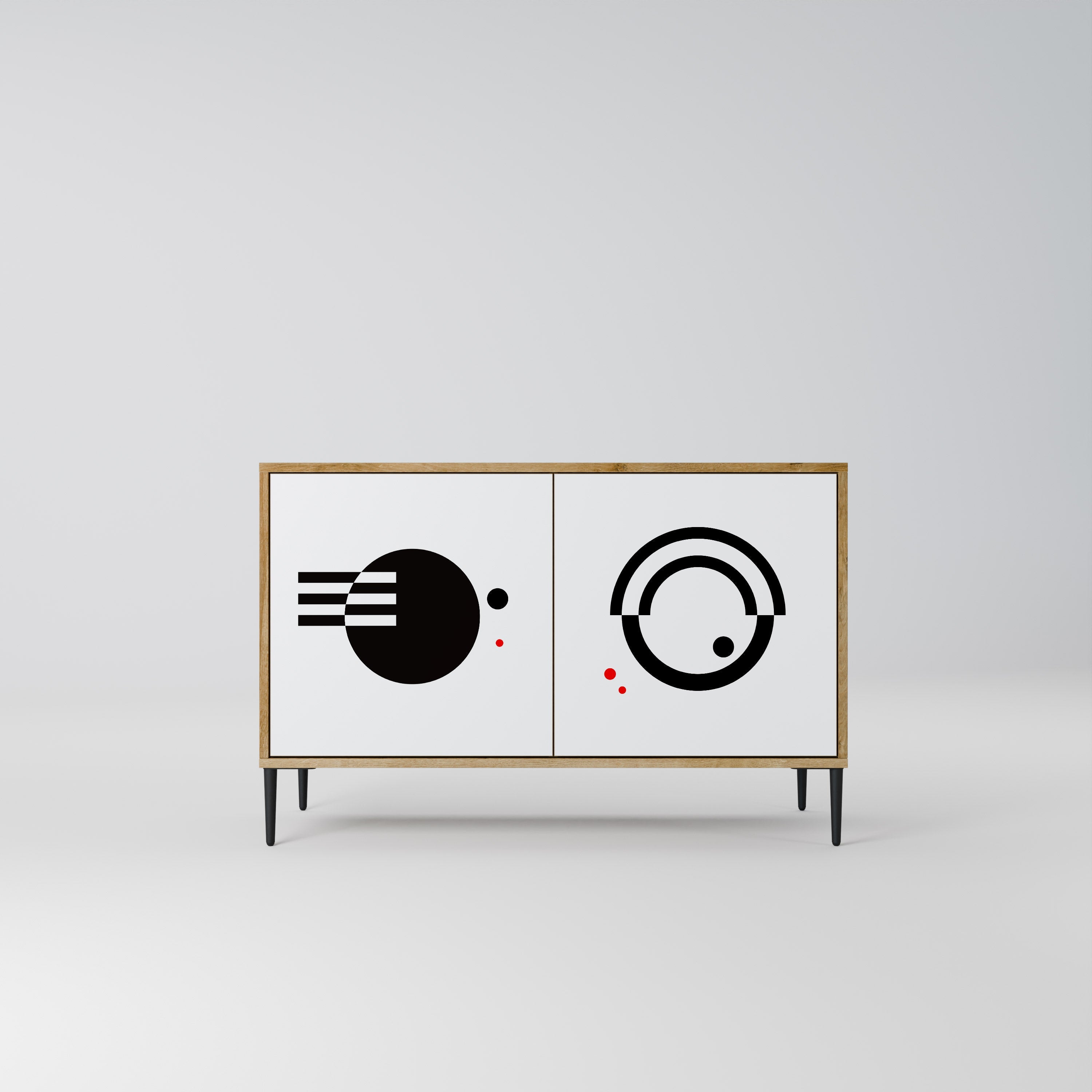 BLACK AND WHITE COMBINATION Aparador de 2 Portas em Efeito Carvalho