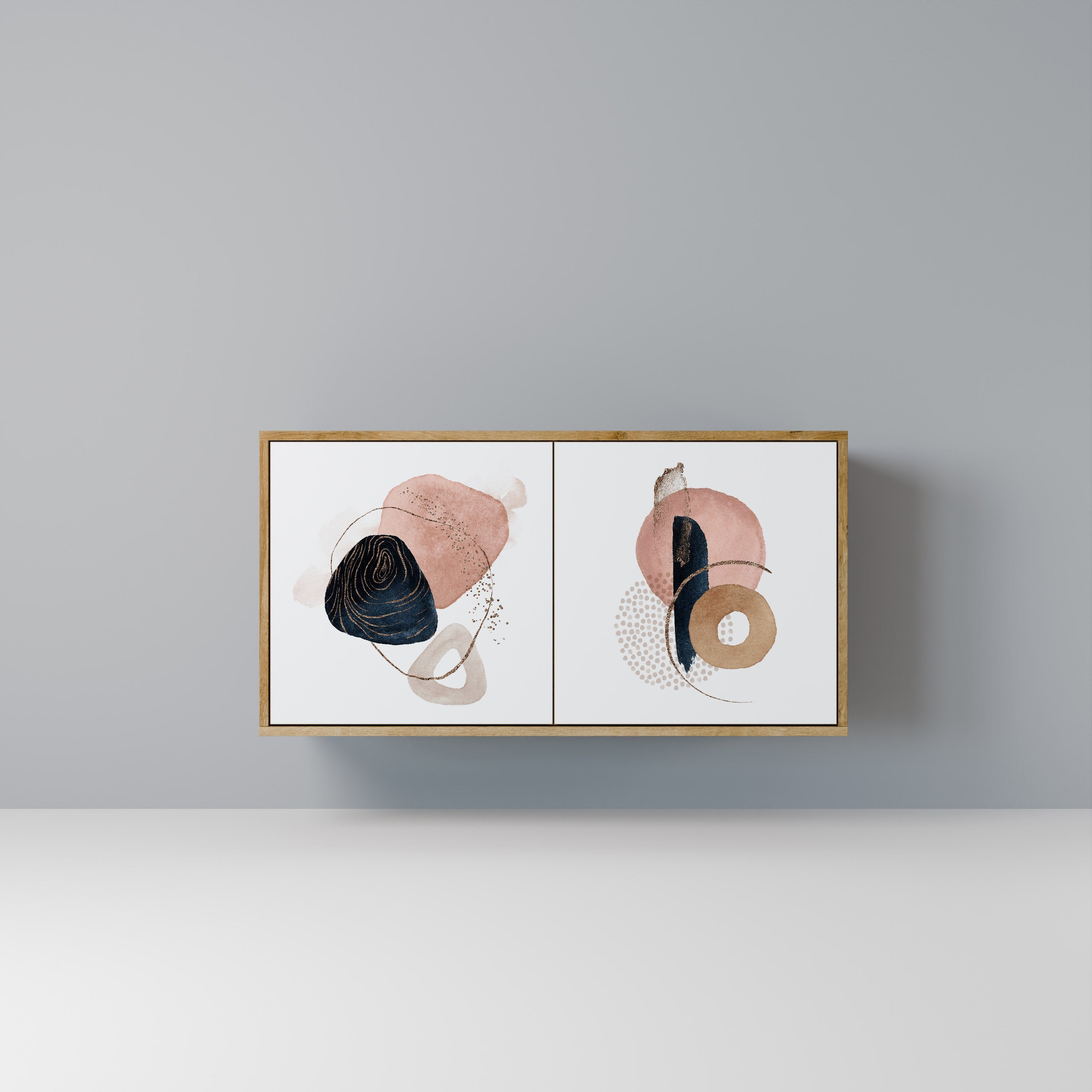 COLORFUL SHAPES Aparador de 2 Portas em Efeito Carvalho