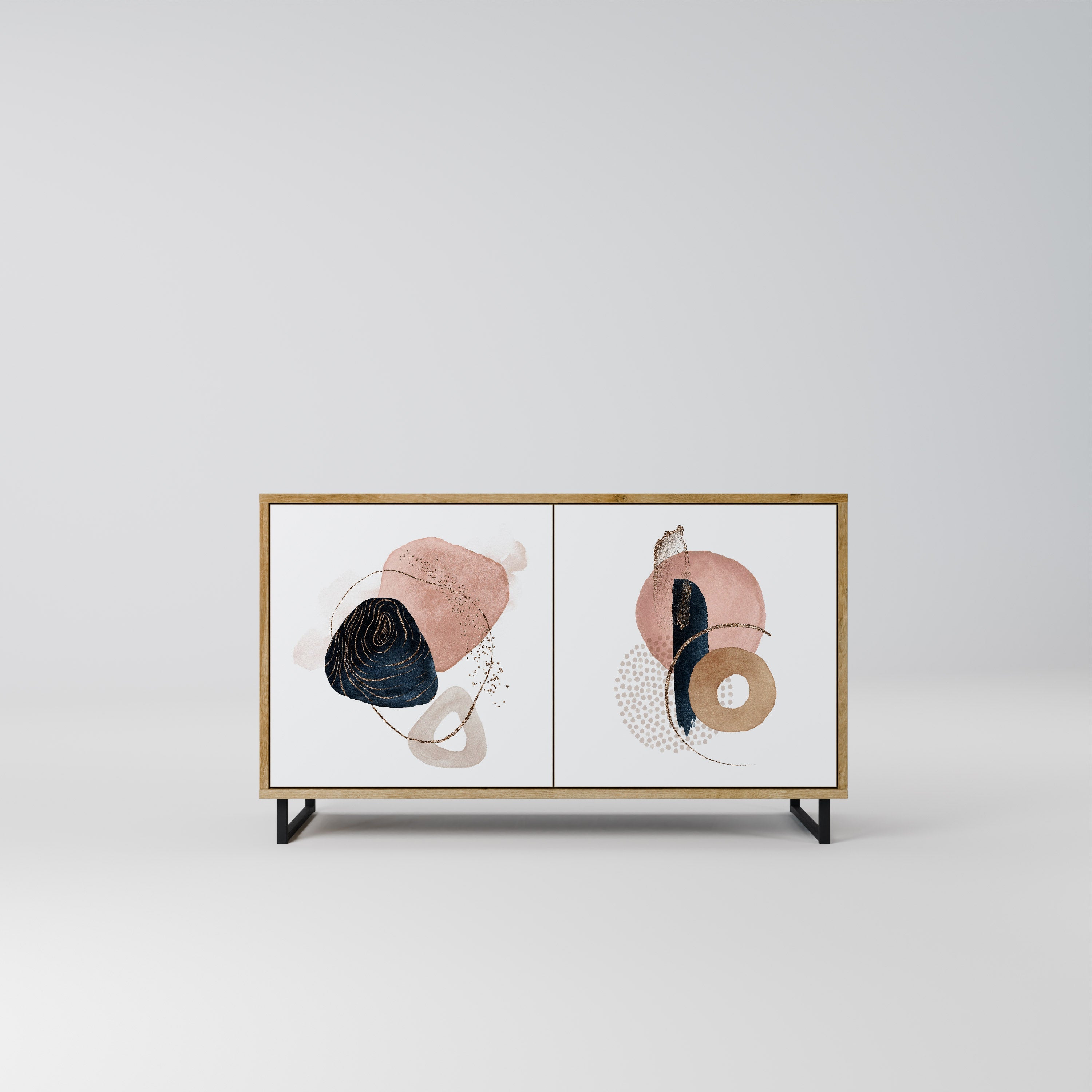 COLORFUL SHAPES Aparador de 2 Portas em Efeito Carvalho