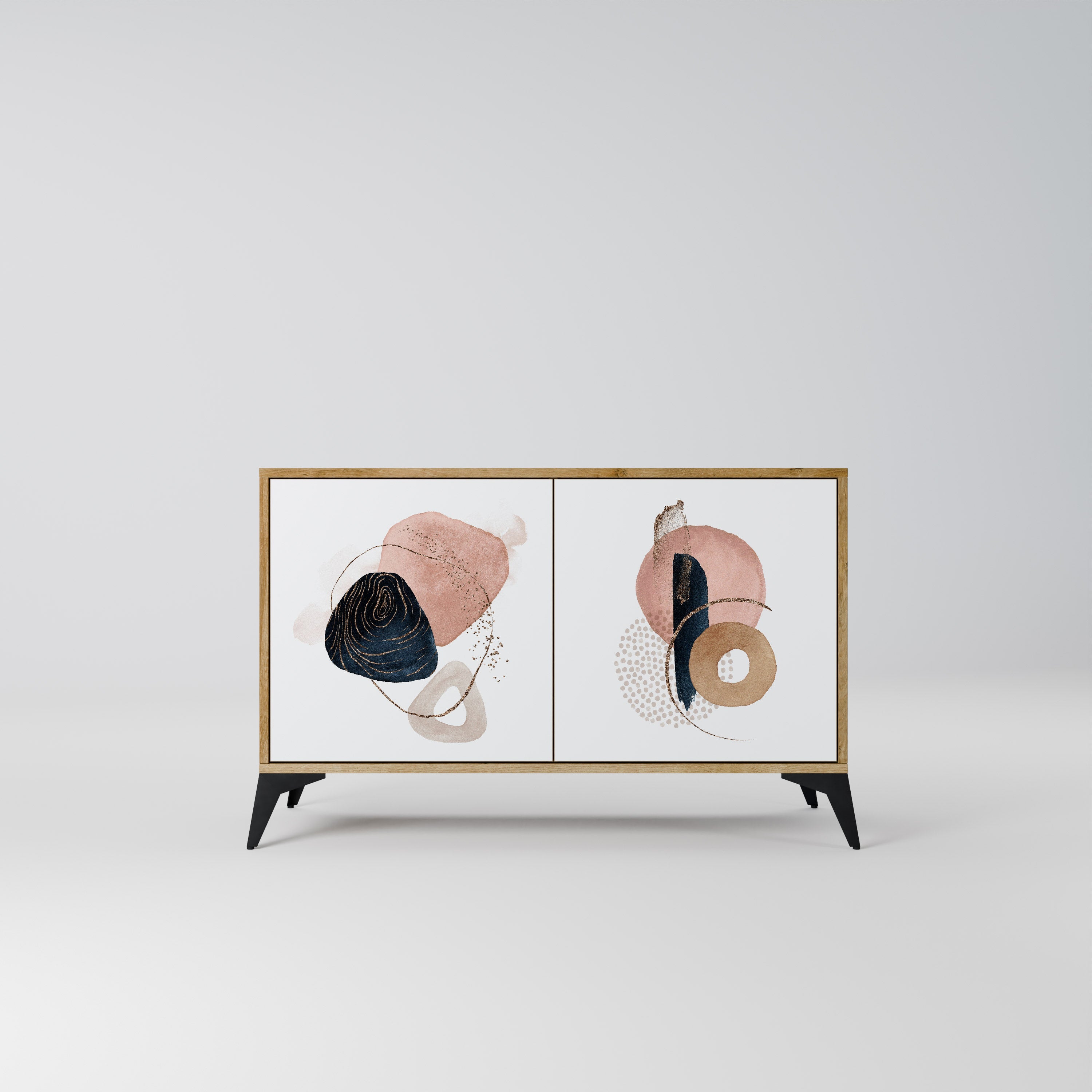 COLORFUL SHAPES Aparador de 2 Portas em Efeito Carvalho