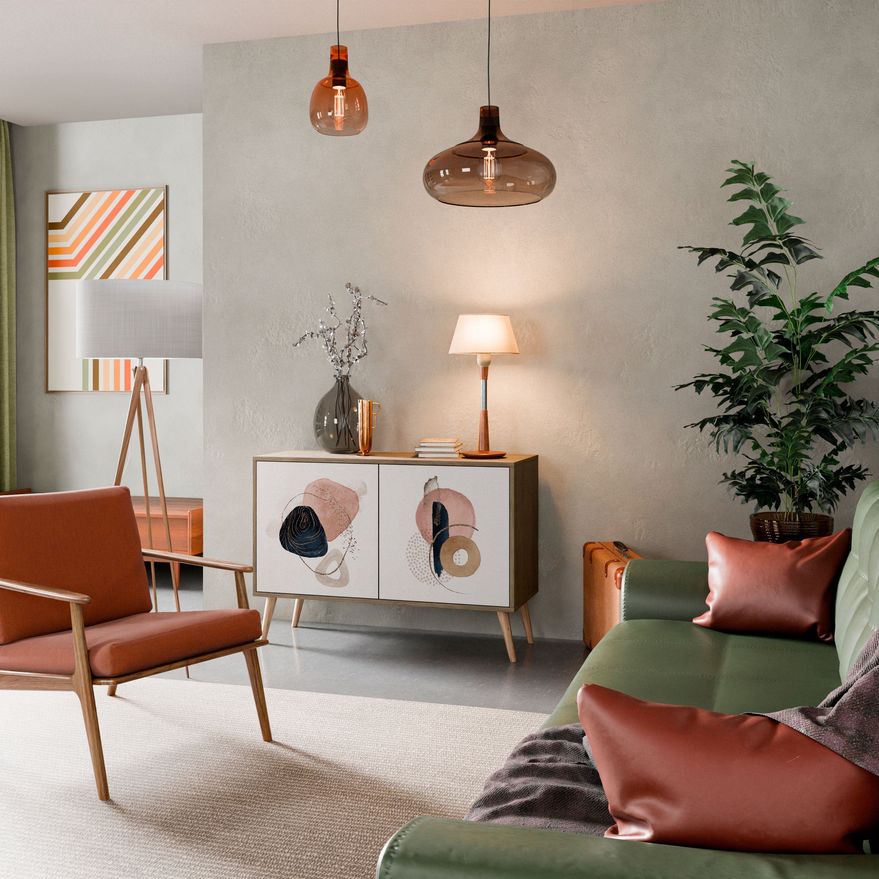 COLORFUL SHAPES Aparador de 2 Portas em Efeito Carvalho