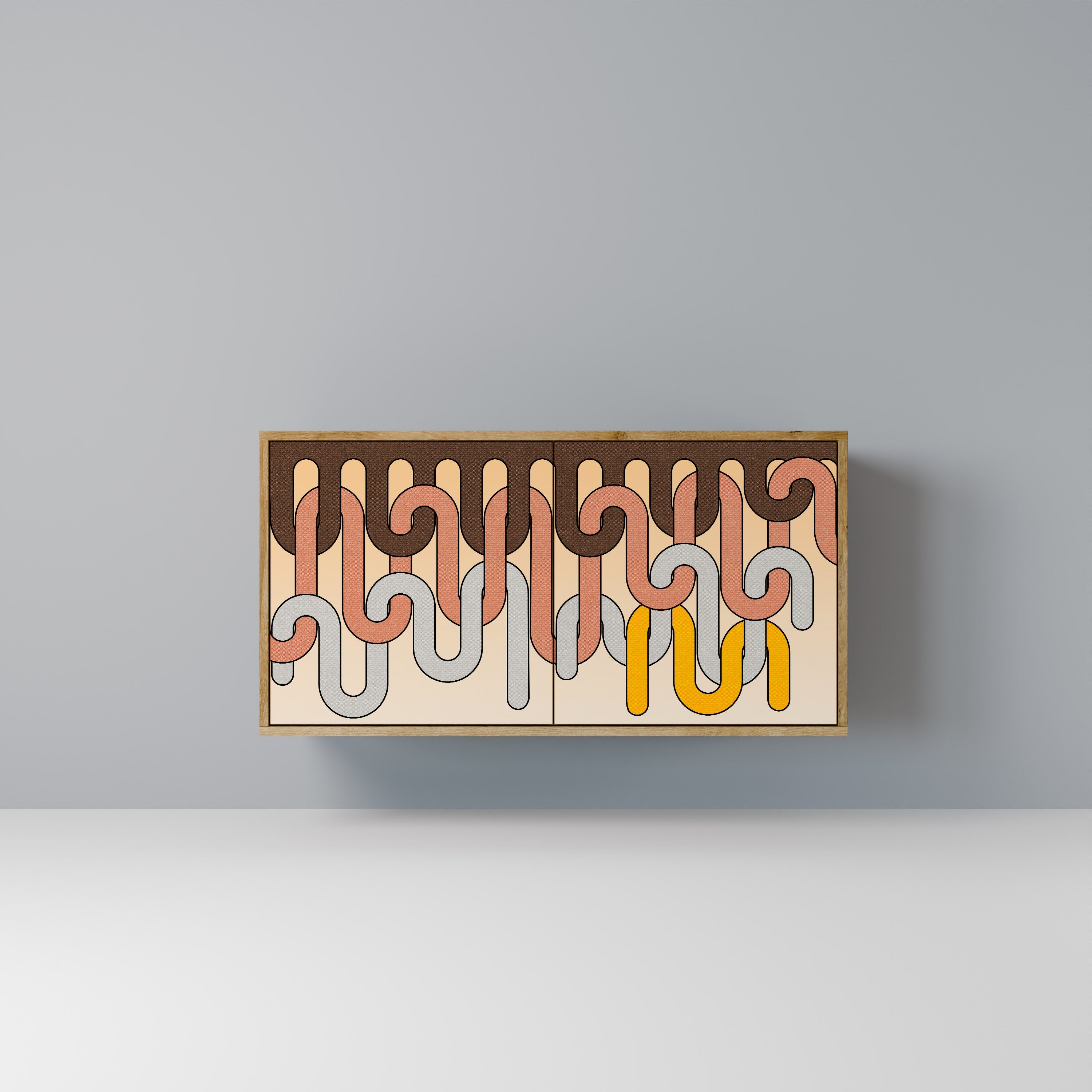 COLORFUL STRINGS Aparador de 2 Portas em Efeito Carvalho