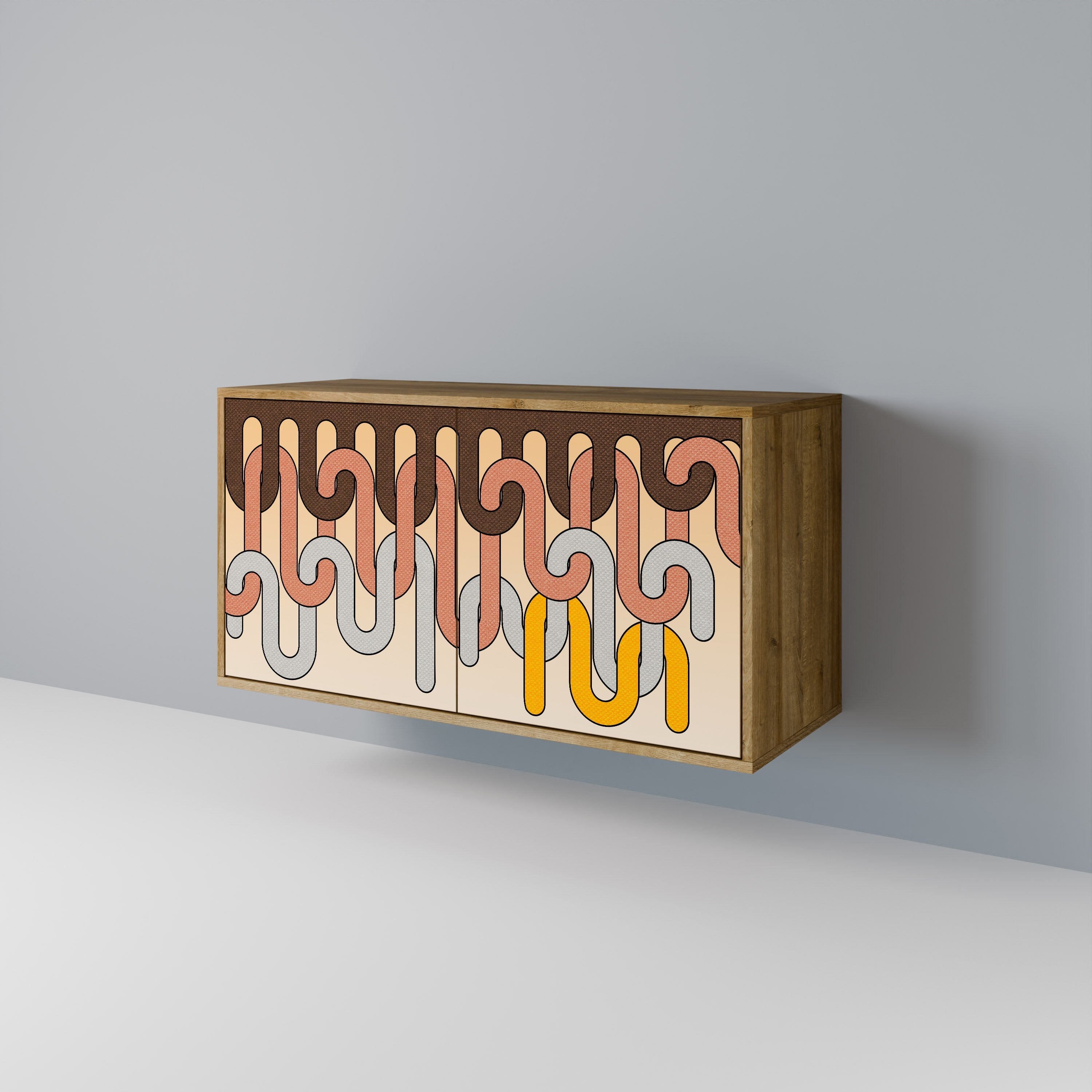 COLORFUL STRINGS Aparador de 2 Portas em Efeito Carvalho