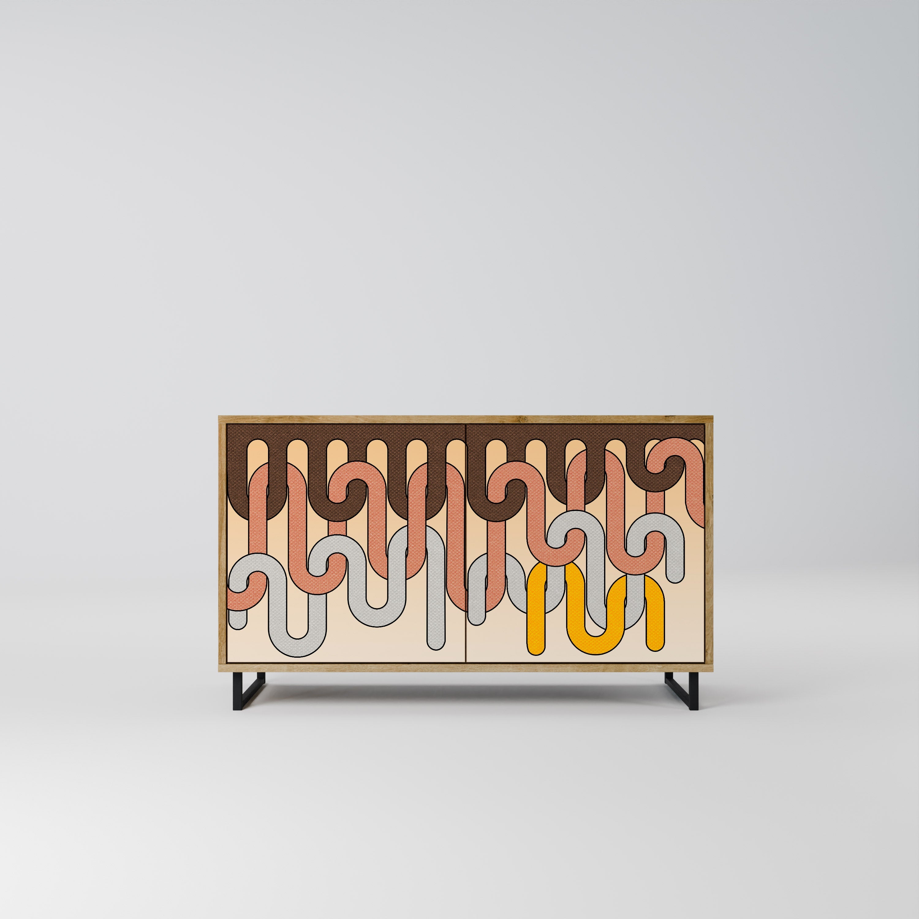 COLORFUL STRINGS Aparador de 2 Portas em Efeito Carvalho